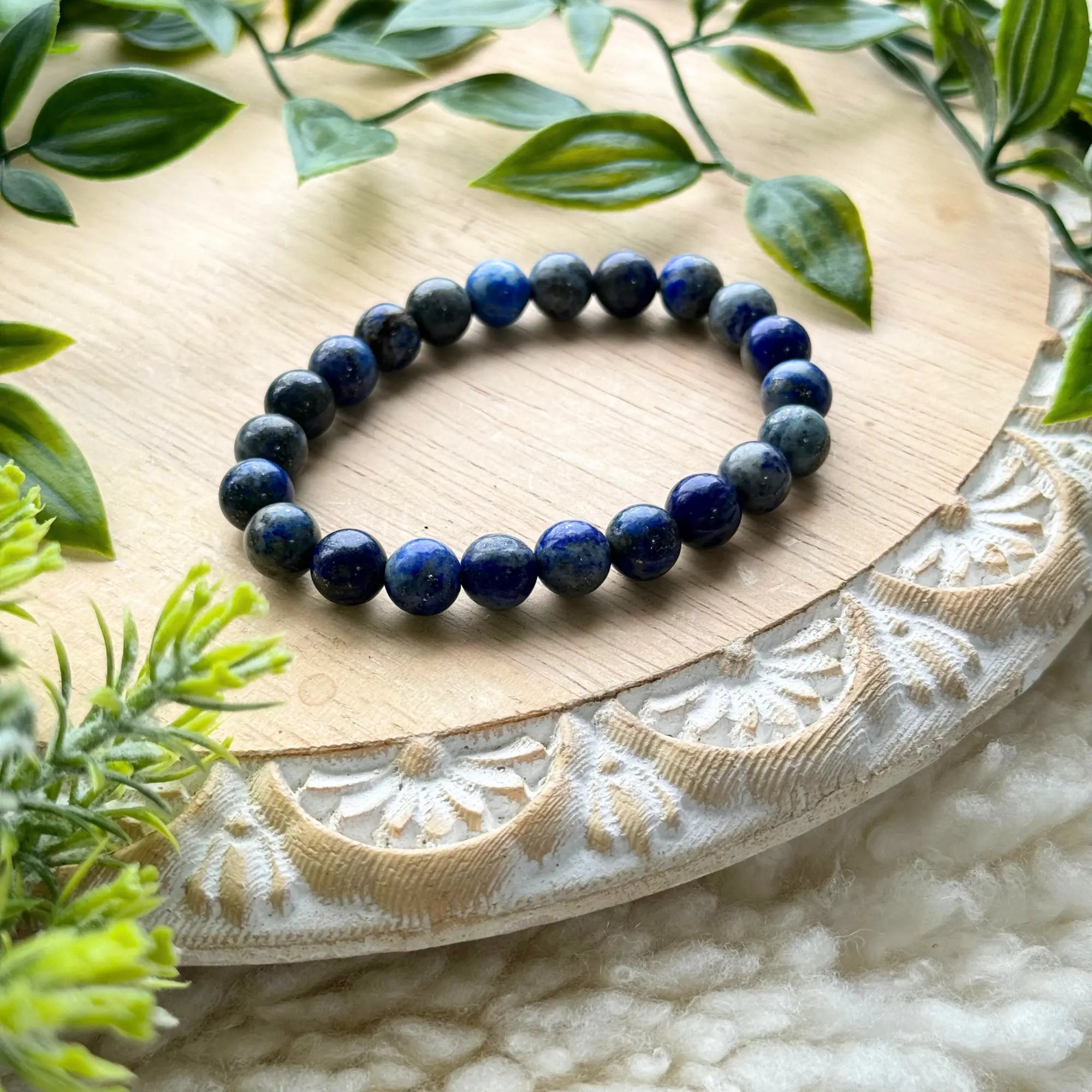Lapis Lazuli Beaded Gemstone Bracelet Arabella Crystals