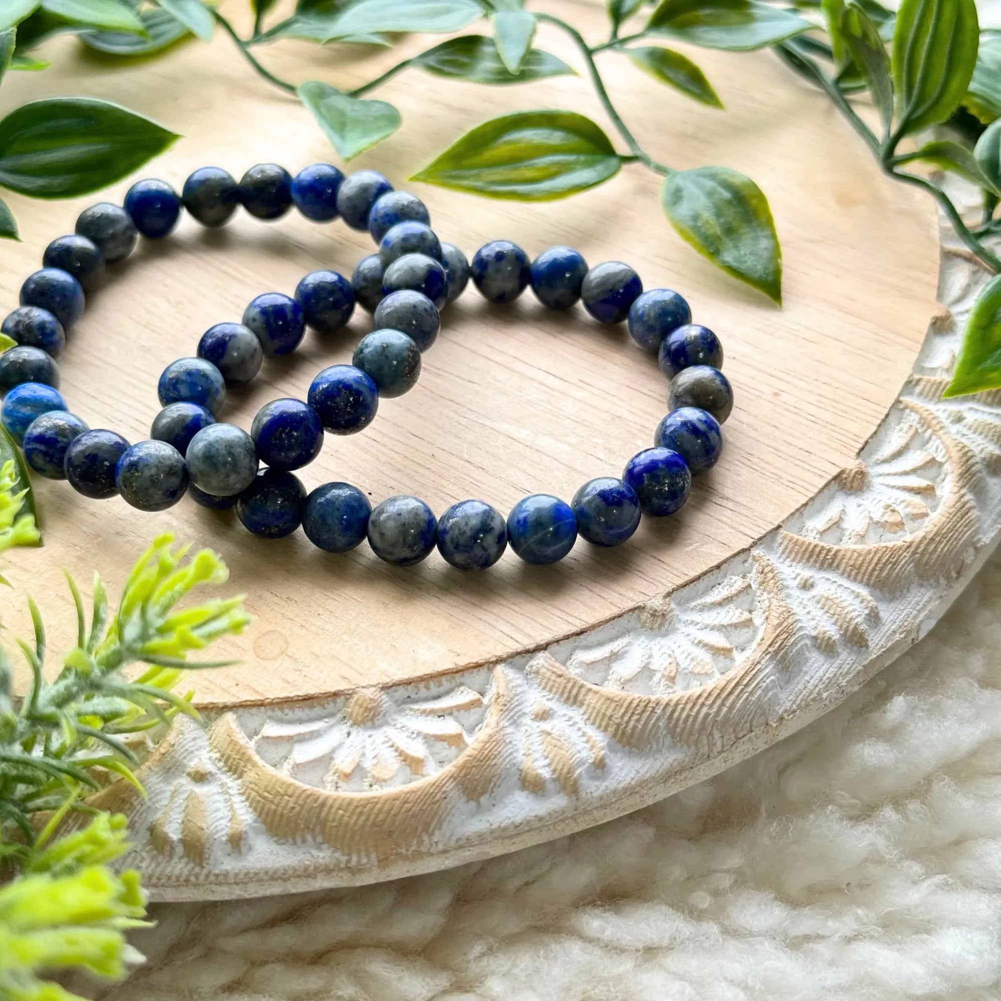 Lapis Lazuli Beaded Gemstone Bracelet Arabella Crystals