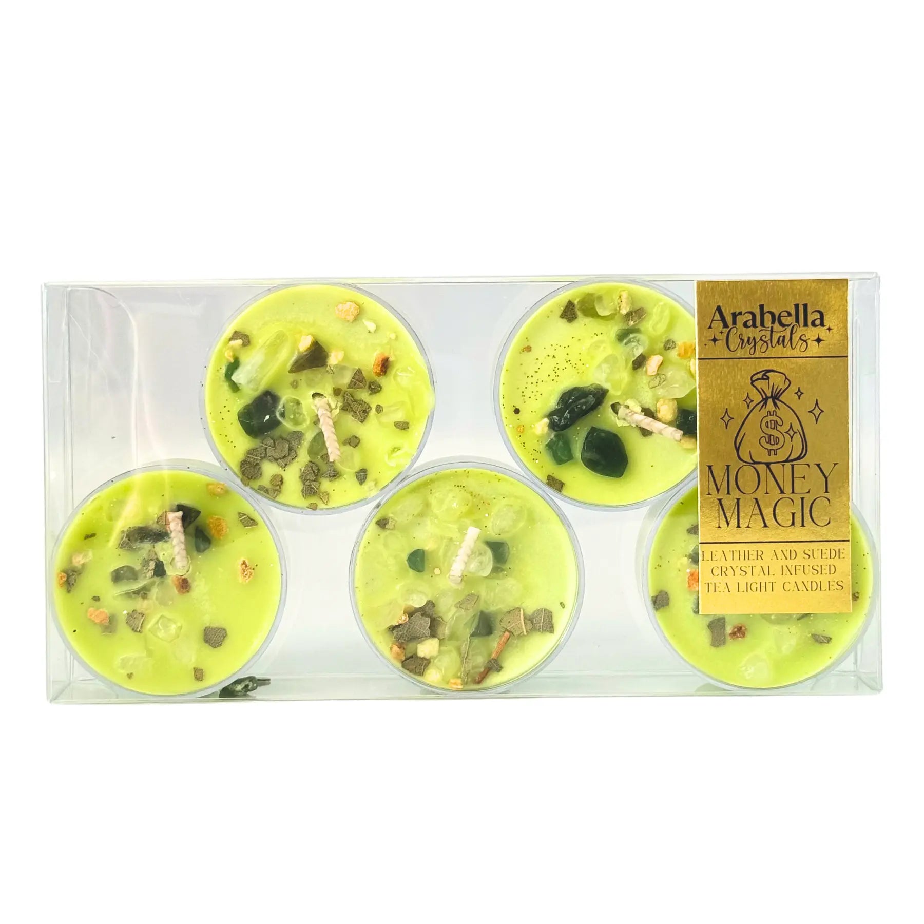 Money Magic Ritual Tea Light Candles Notes of: Incense, Leather & Amber