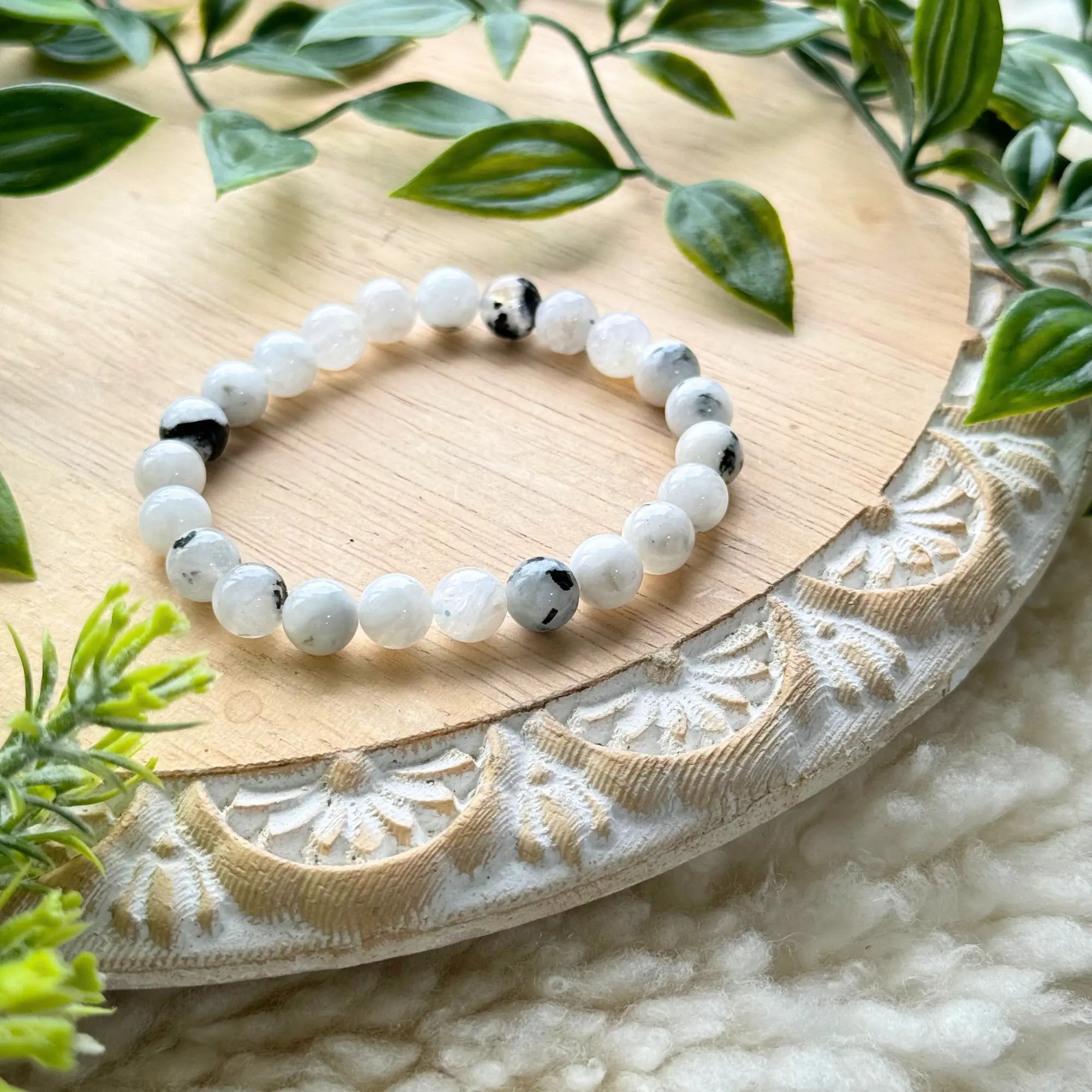 Moonstone Beaded Gemstone Bracelet Arabella Crystals