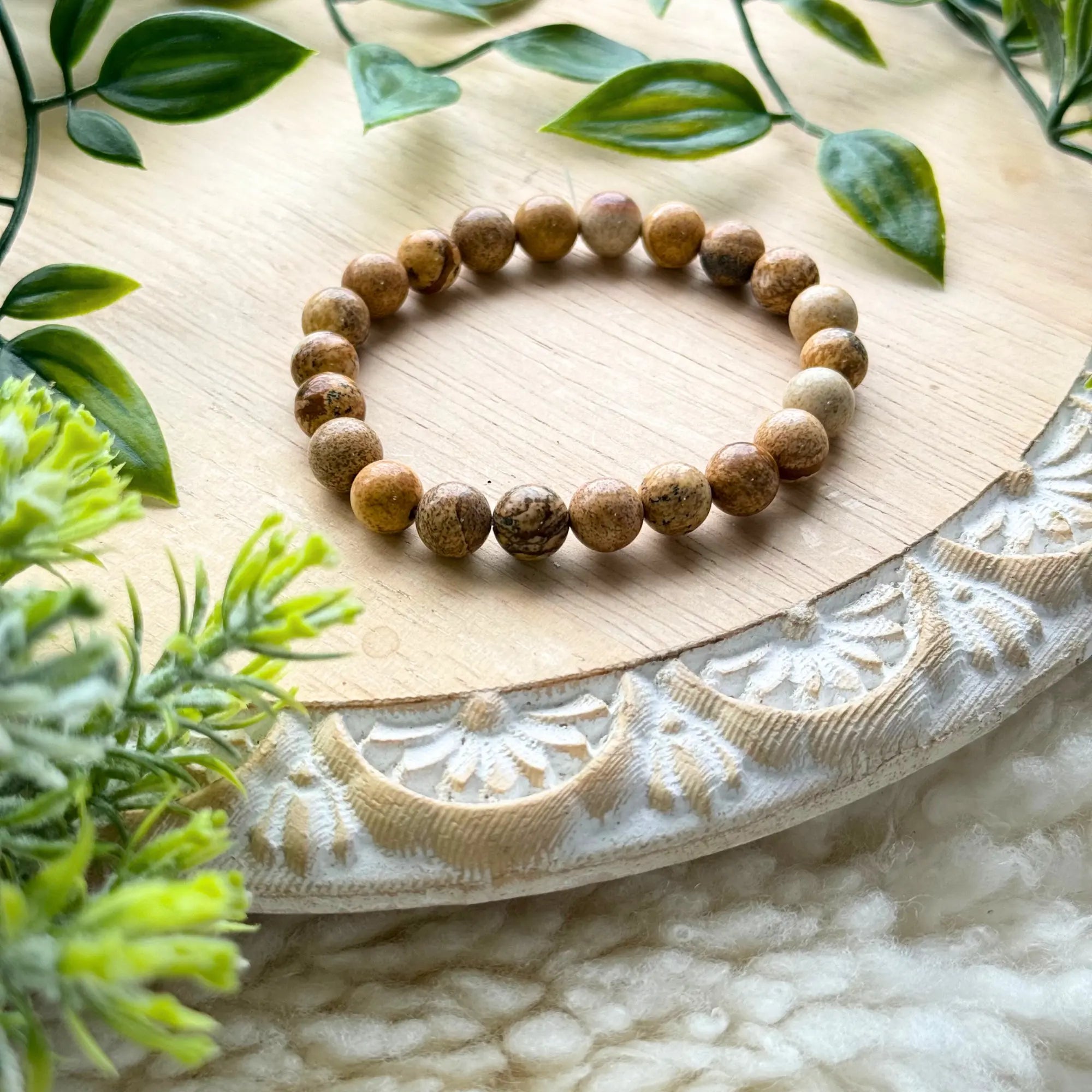 Picture Jasper Beaded Gemstone Bracelet Arabella Crystals