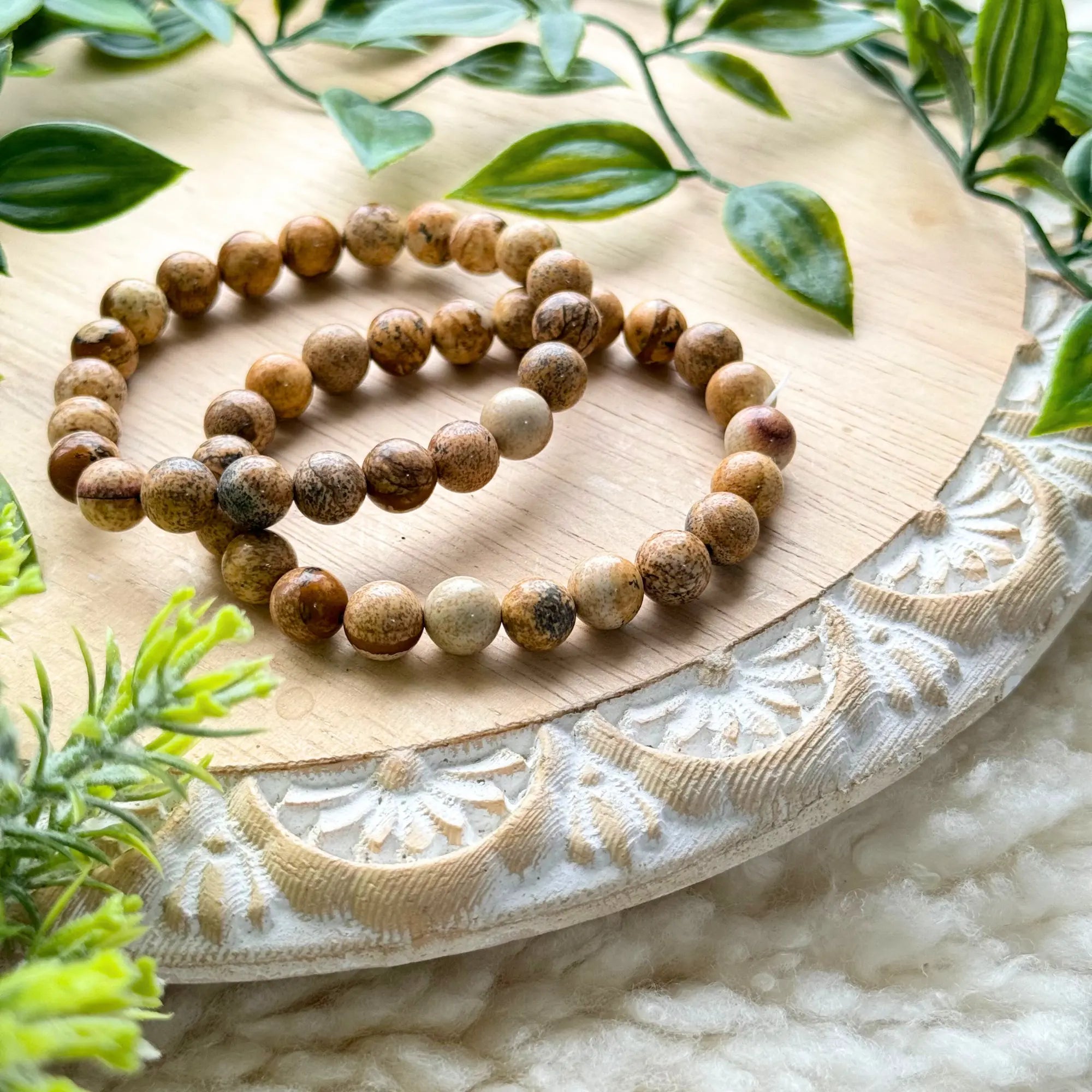 Picture Jasper Beaded Gemstone Bracelet Arabella Crystals