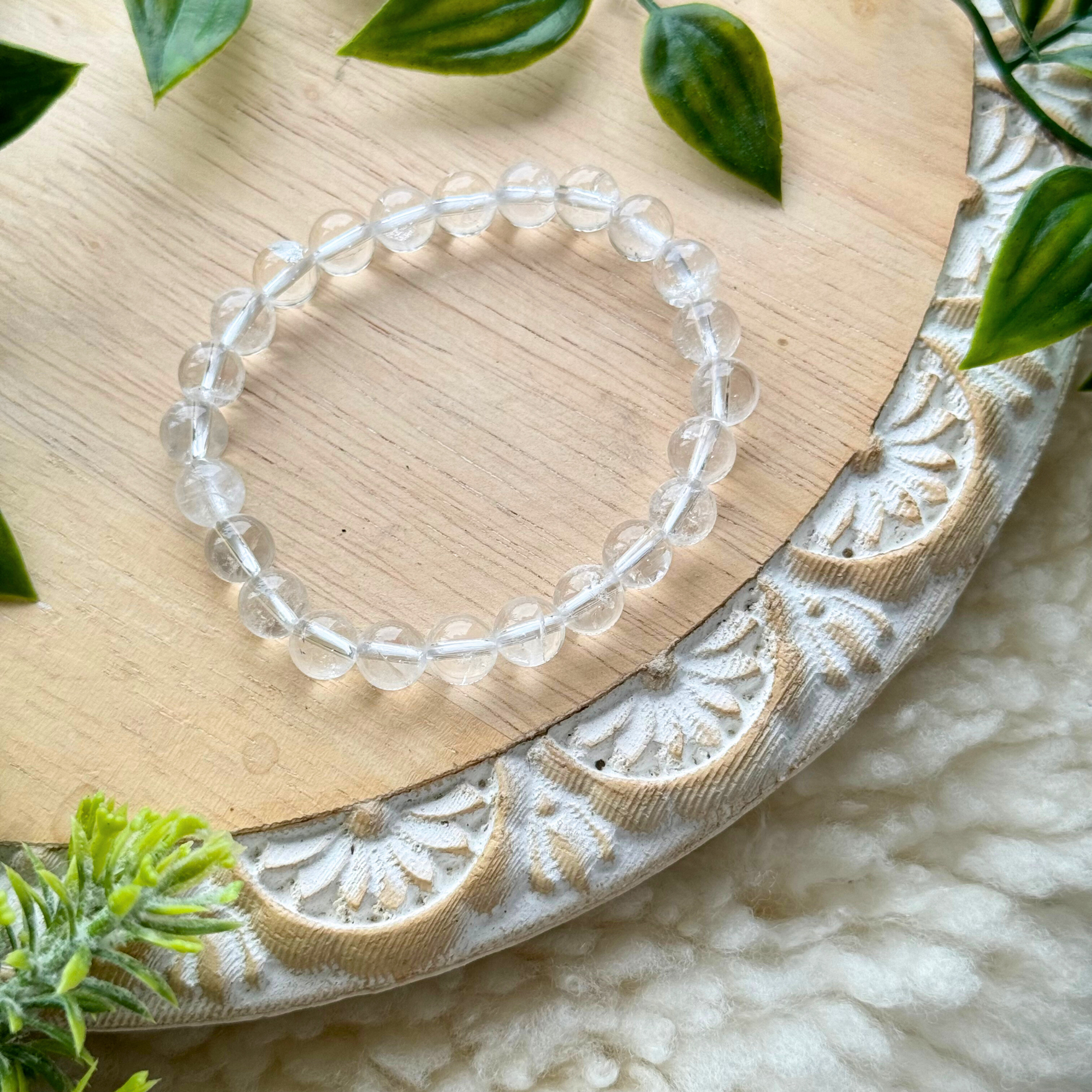 Clear Quartz Beaded Gemstone Bracelet