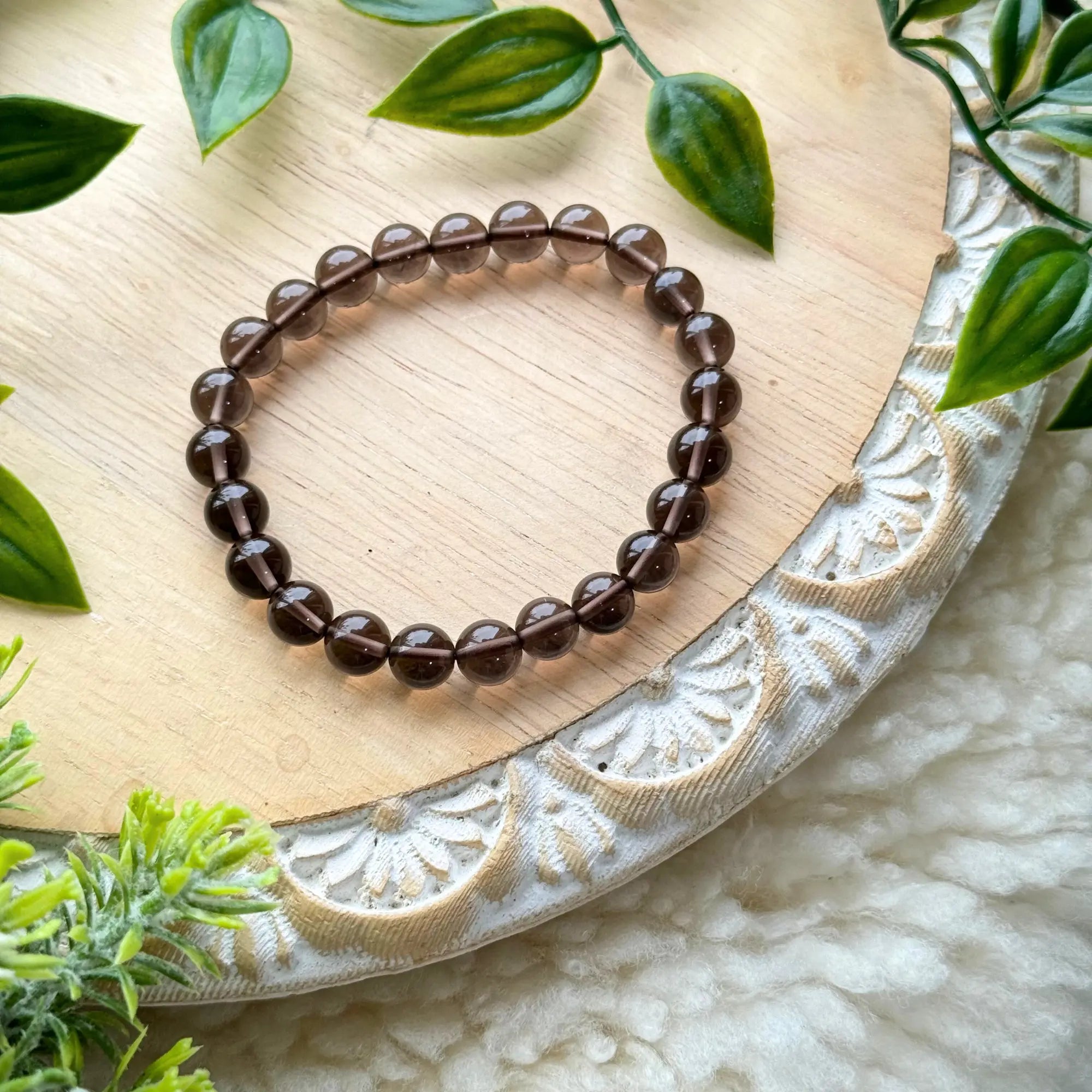 Smokey Quartz Beaded Gemstone Bracelet Arabella Crystals