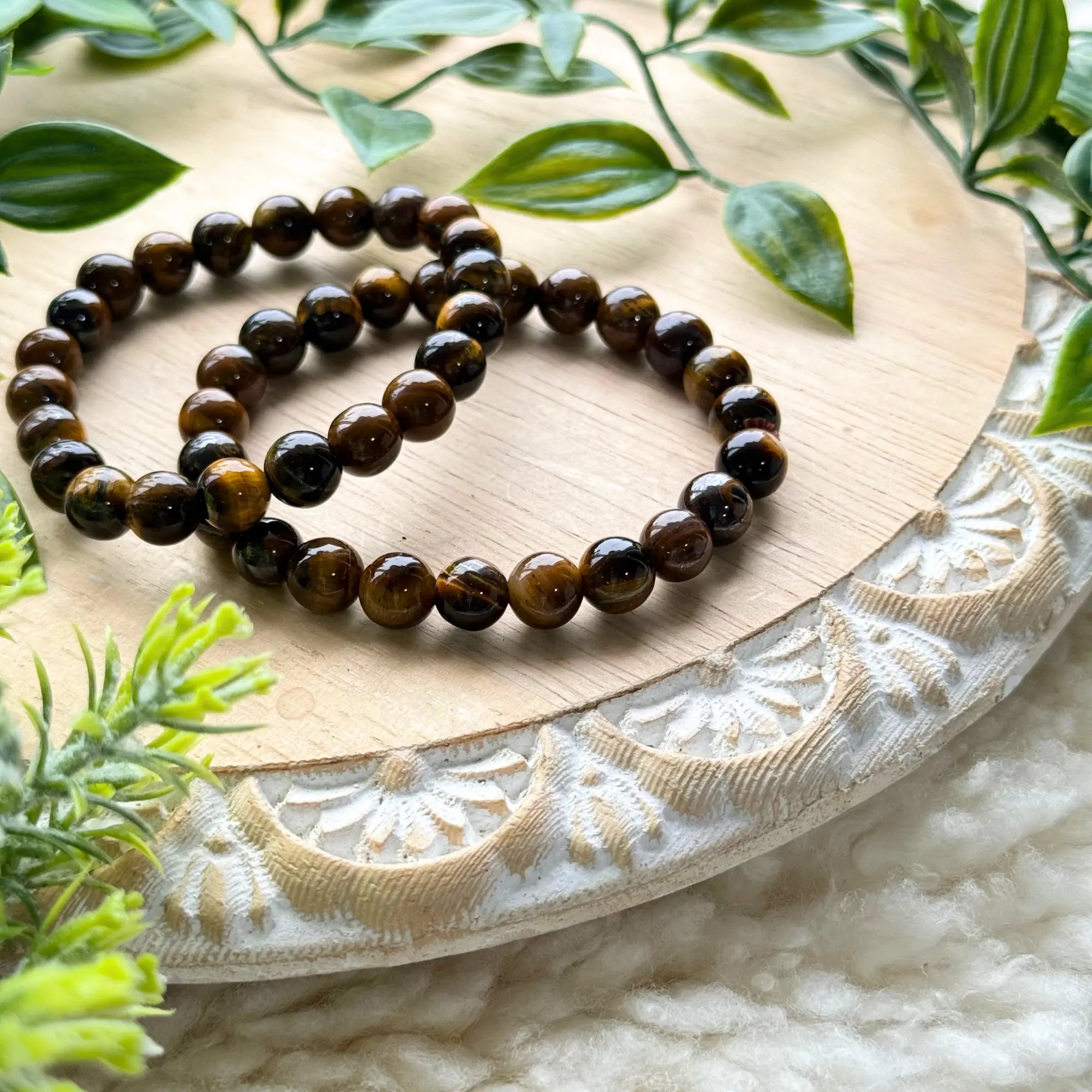 Tigers Eye Beaded Gemstone Bracelet Arabella Crystals