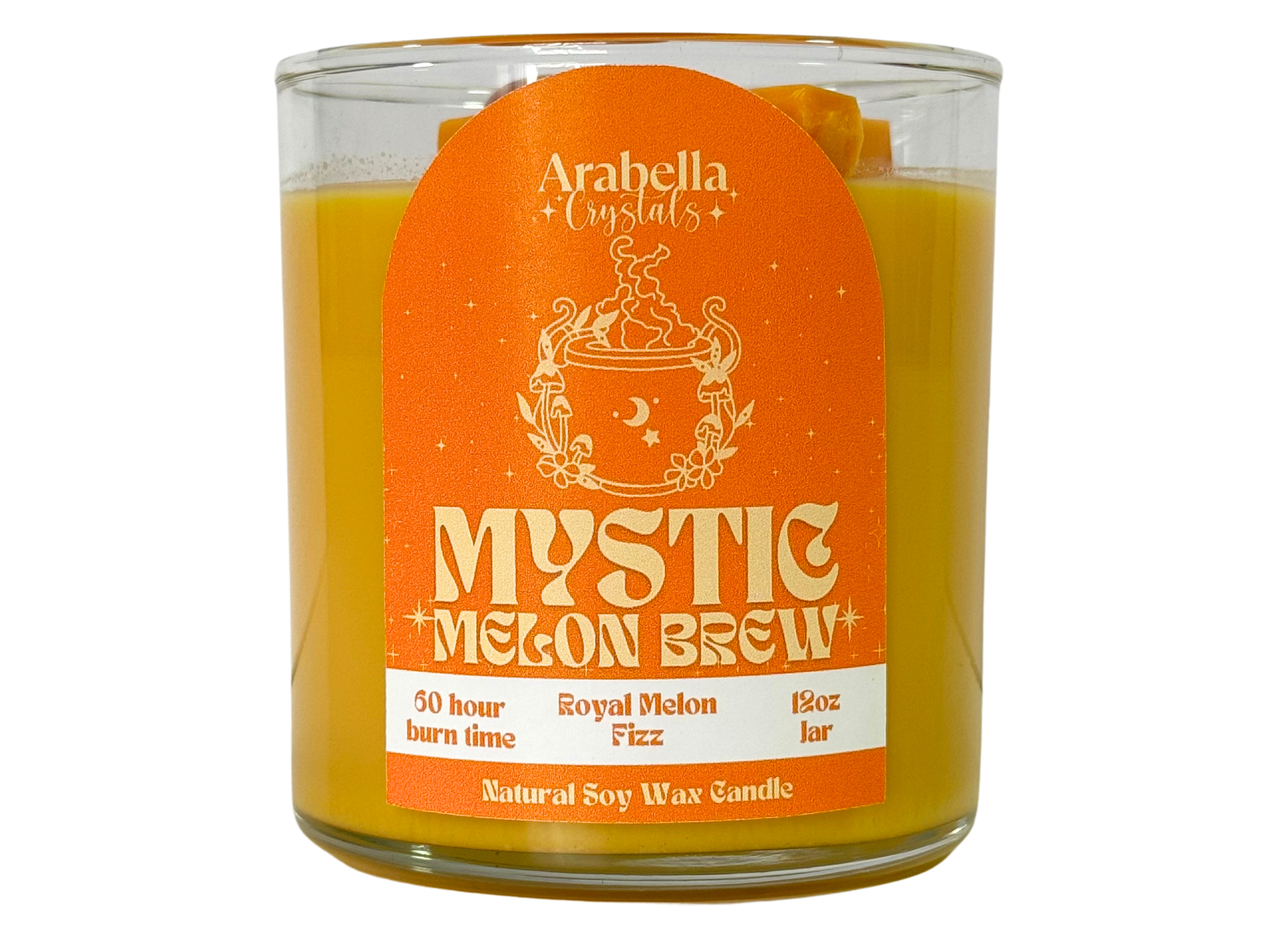 Mystic Melon Brew â Crystal-Infused Candle with Sunstone