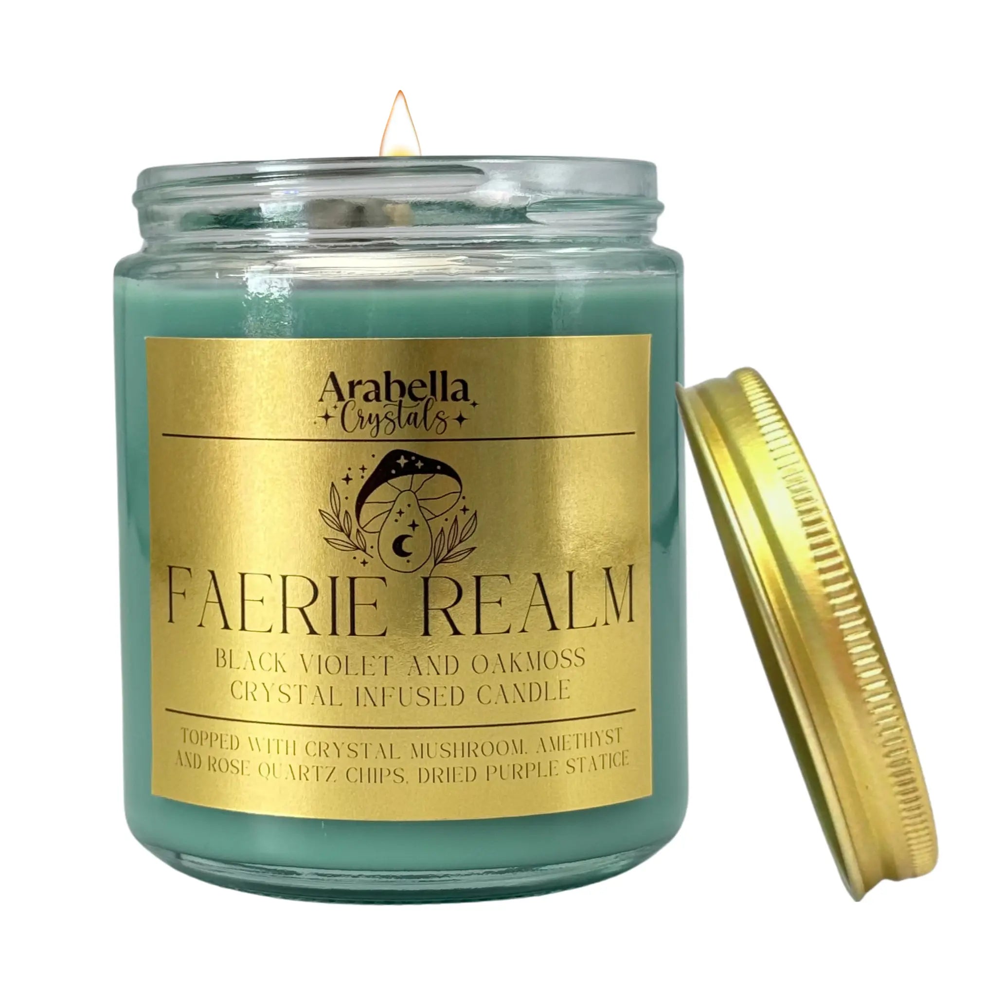 Faerie Realm Ritual Candle Notes of: Geranium, Violet, Saffron, Moss