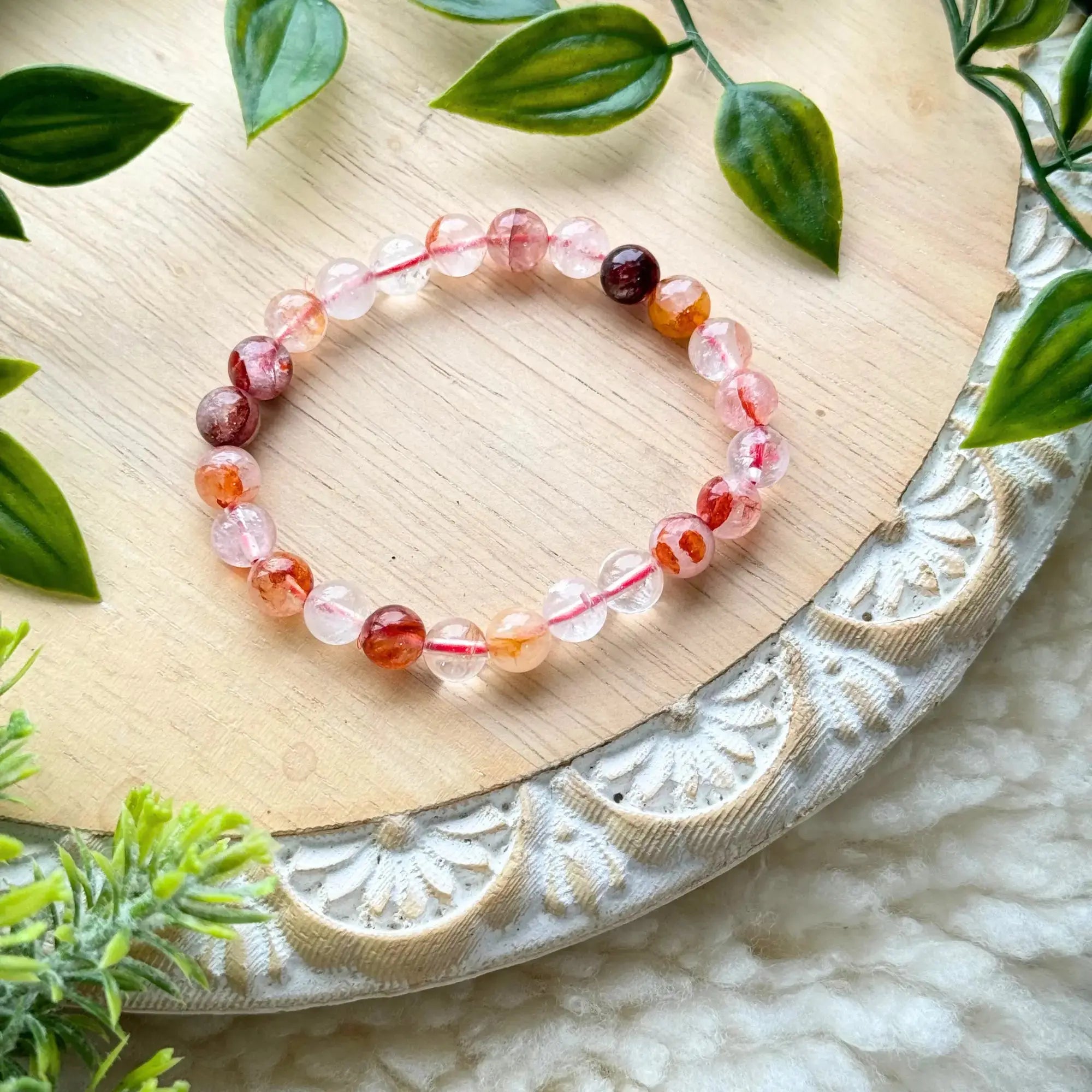 Fire Quartz Beaded Gemstone Bracelet Arabella Crystals