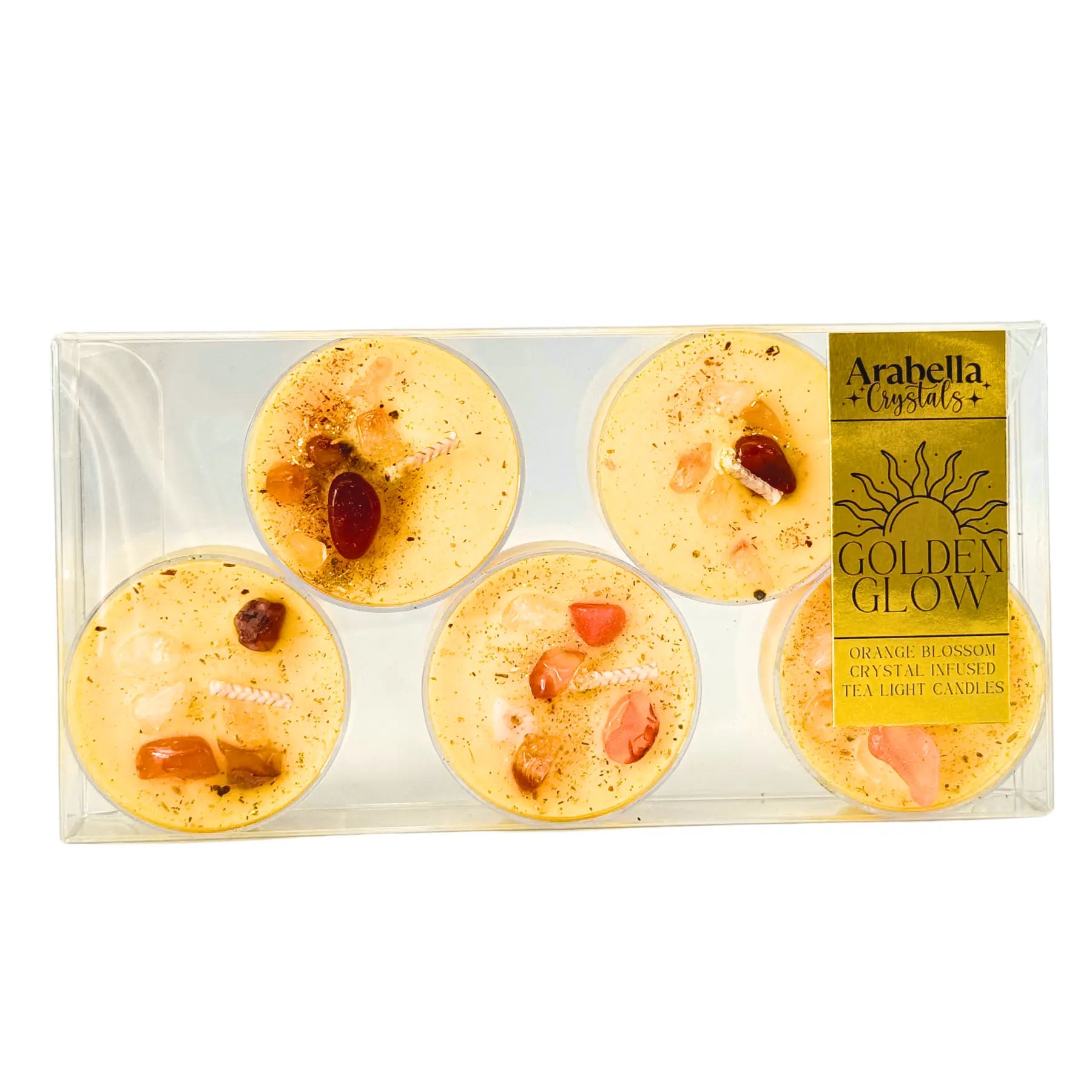Golden Glow Ritual Tea Light Candles Notes of: Bergamot, Orange Blossom & Sandalwood