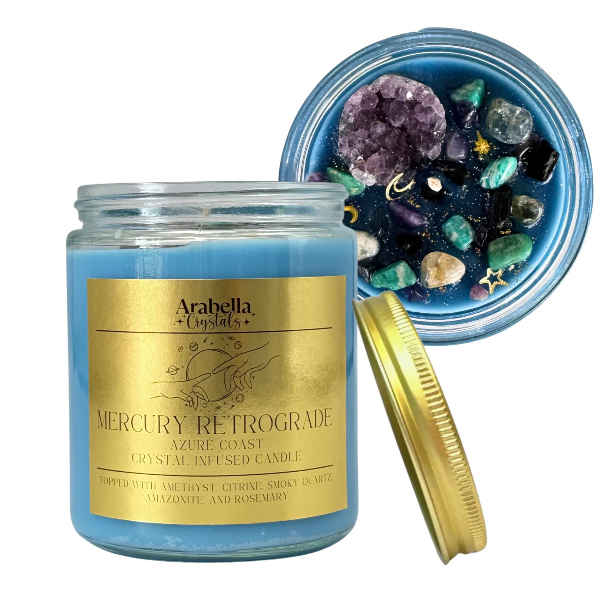 Mercury Retrograde Ritual Candle Notes of: Marine, Jasmine & Sandalwood