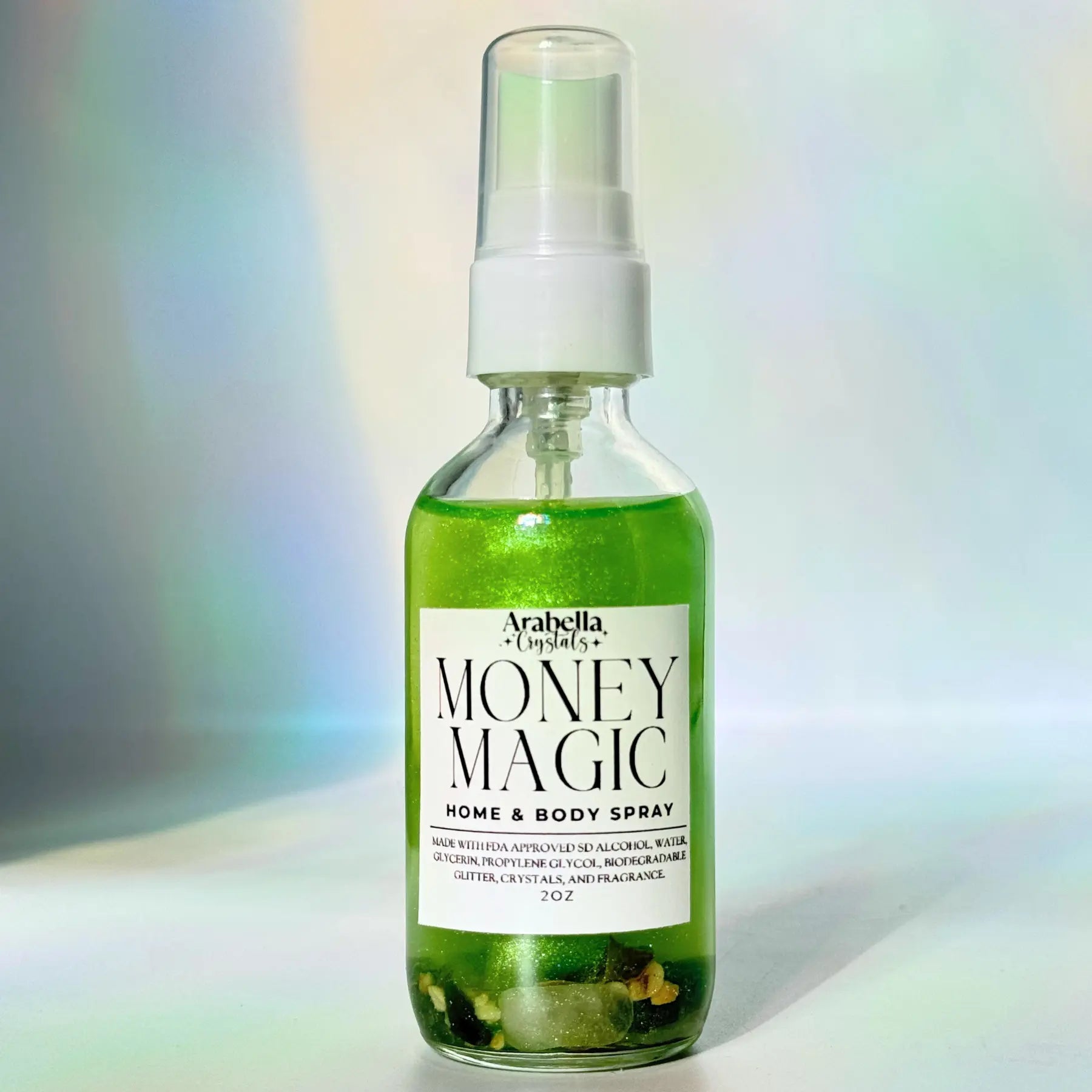 Money Magic Shimmer Home and Body Spray Incense, Leather, Amber Scented