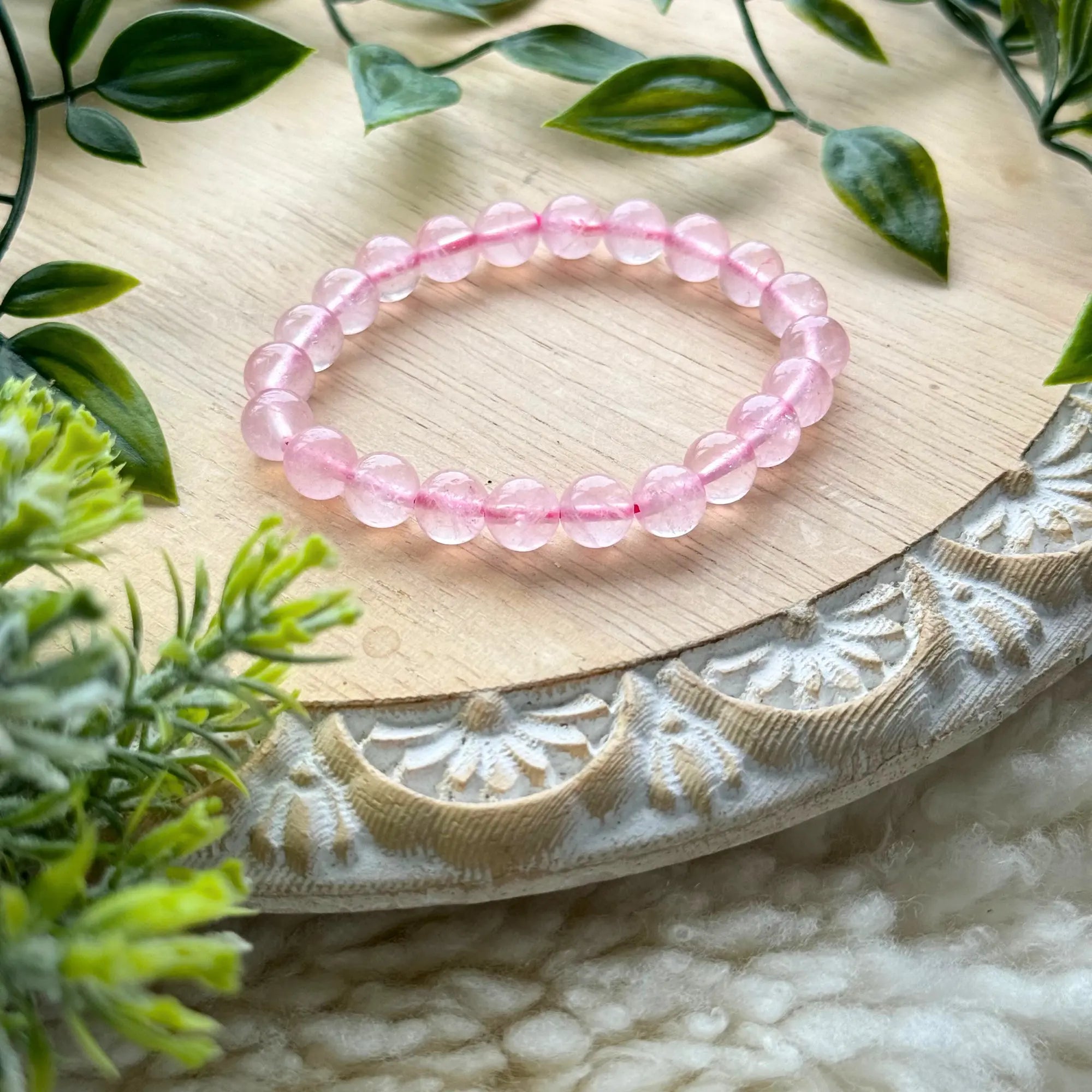 Rose Quartz Beaded Gemstone Bracelet Arabella Crystals