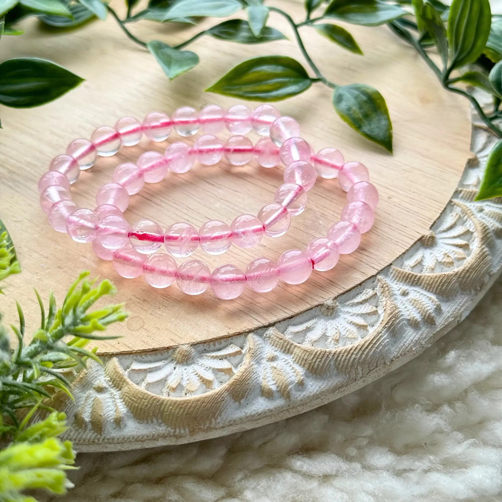 Rose Quartz Beaded Gemstone Bracelet Arabella Crystals