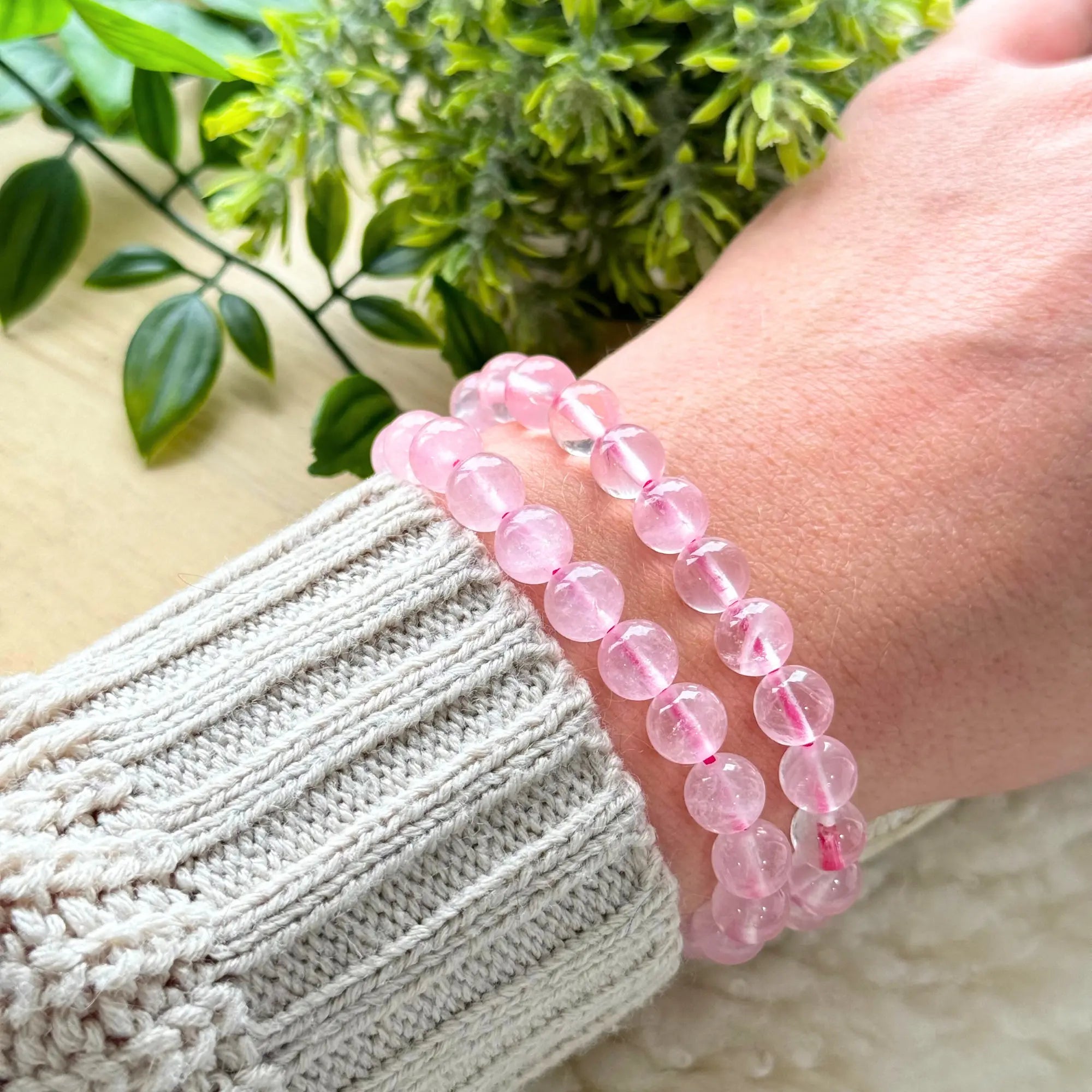 Rose Quartz Beaded Gemstone Bracelet Arabella Crystals