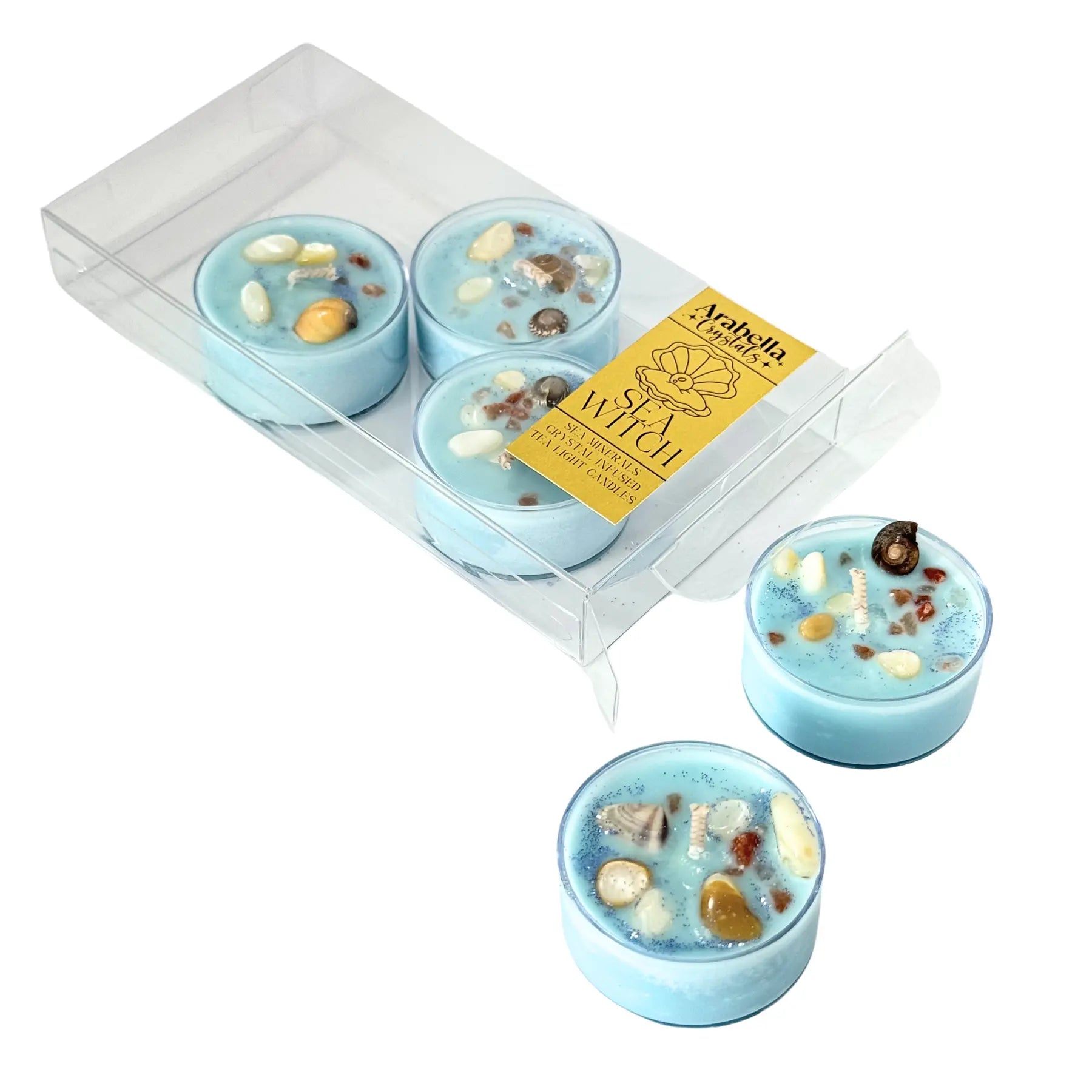 Sea Witch Ritual Tea Light Candles Notes of: Linen, Sea Salt, Powder