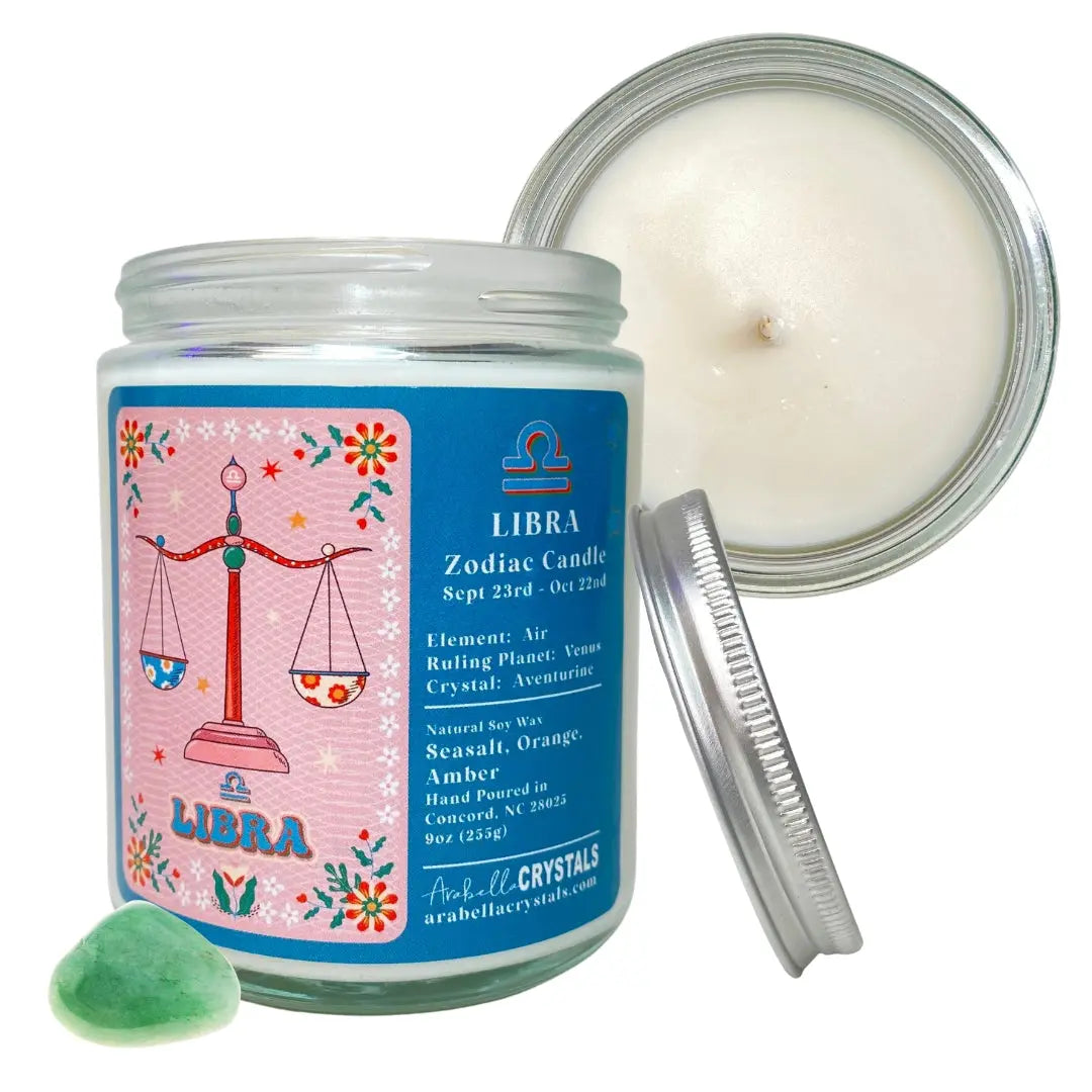 Libra Zodiac Candle Notes of: Seasalt, Orange & Amber