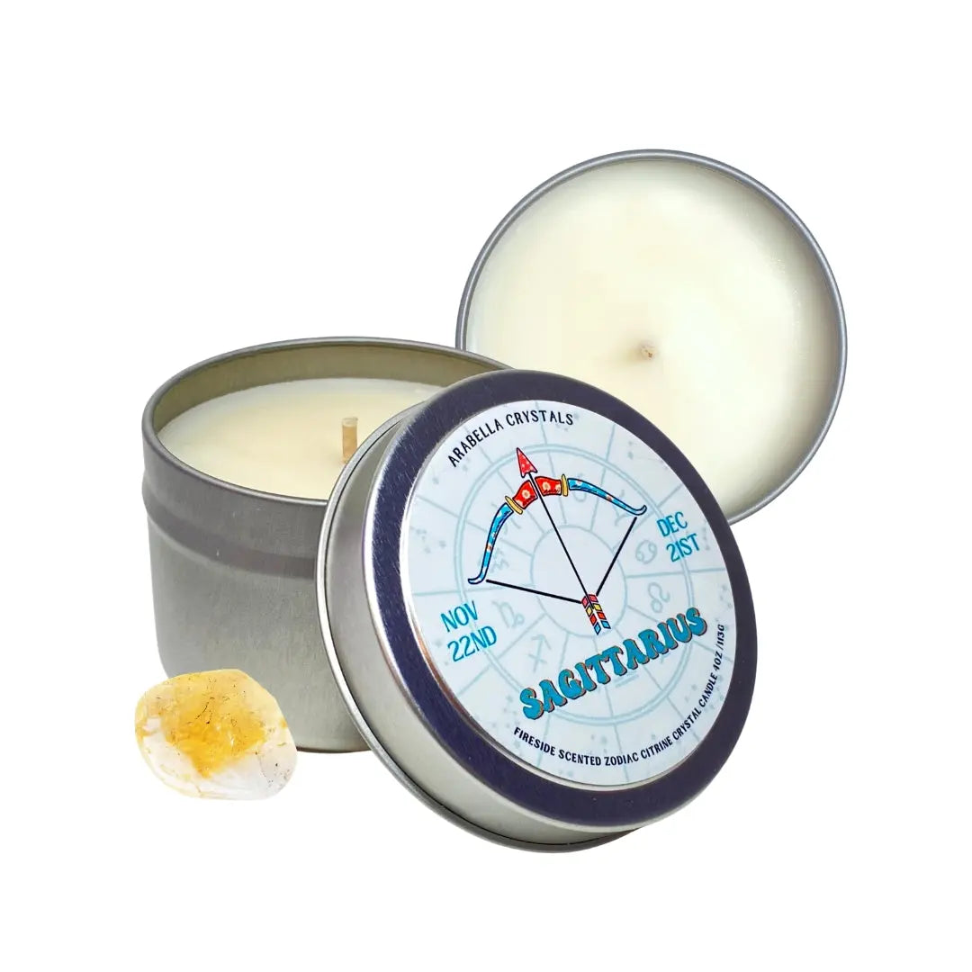 Sagittarius Zodiac Candle Tin Notes of: Saffron, Clove & Smoke