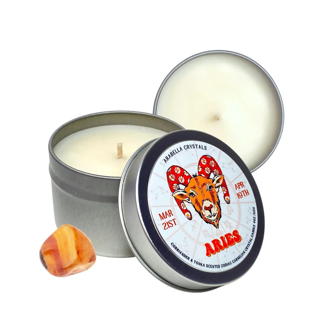 Aries Zodiac Candle Tin Notes of: Bergamot, Honey & Tonka Bean
