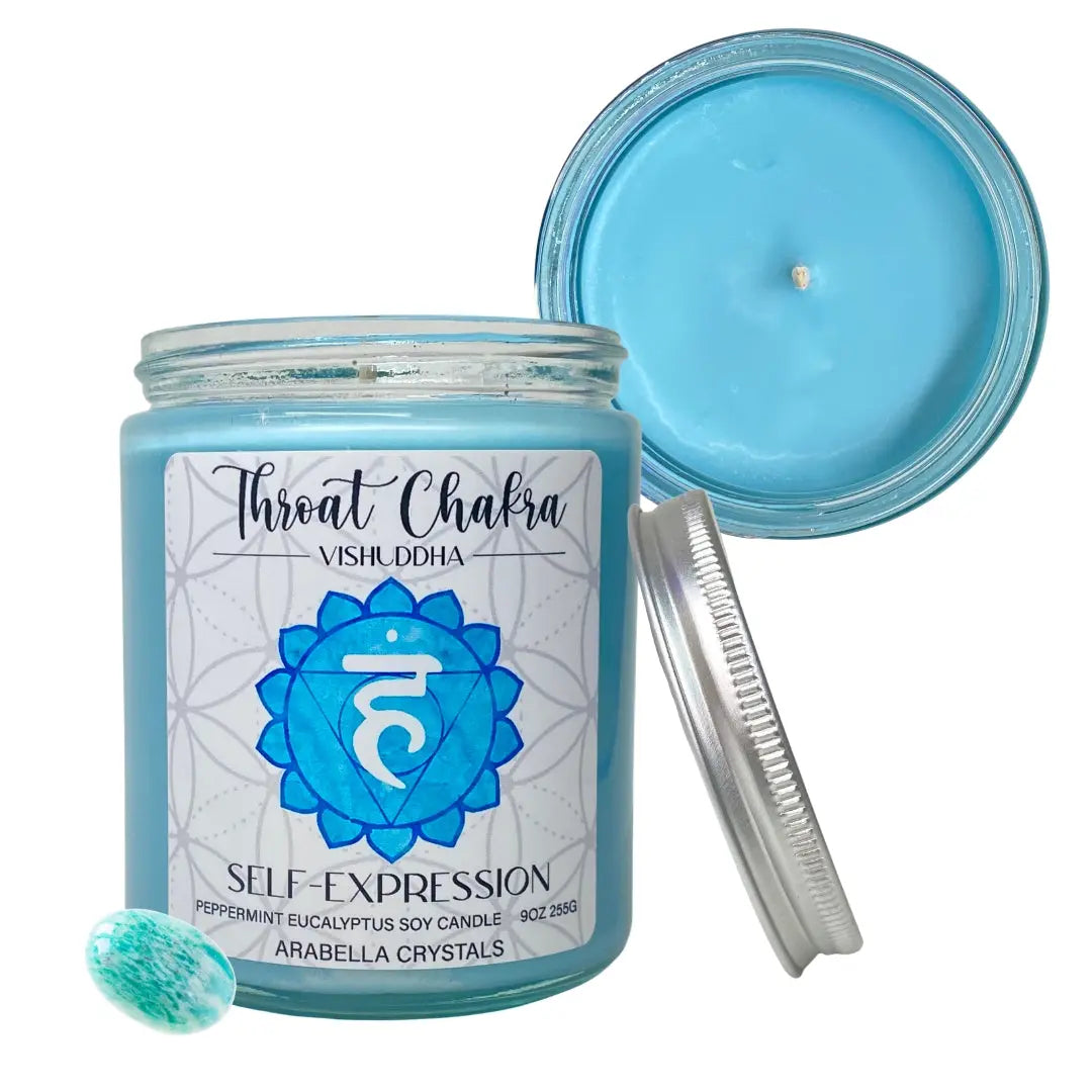 Throat Chakra Candle Notes of: Eucalyptus, Peppermint & Cedarwood