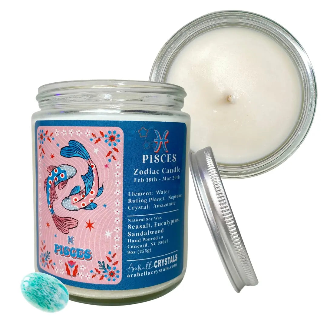 Pisces Zodiac Candle Notes of: Sea Salt, Eucalyptus & Sandalwood