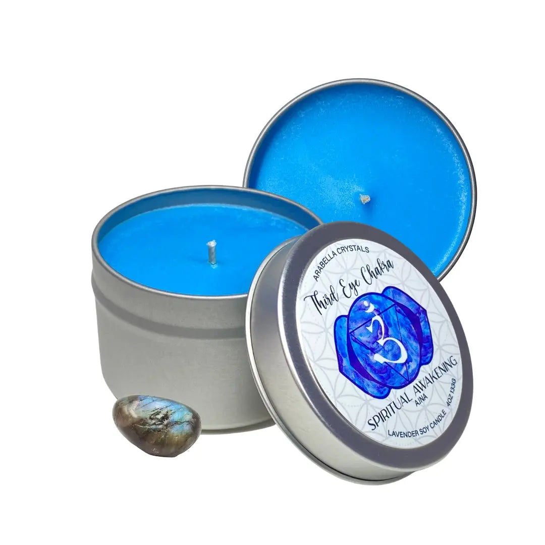 Third Eye Chakra Candle Tin Notes of: Lavender, Citrus & Cedar