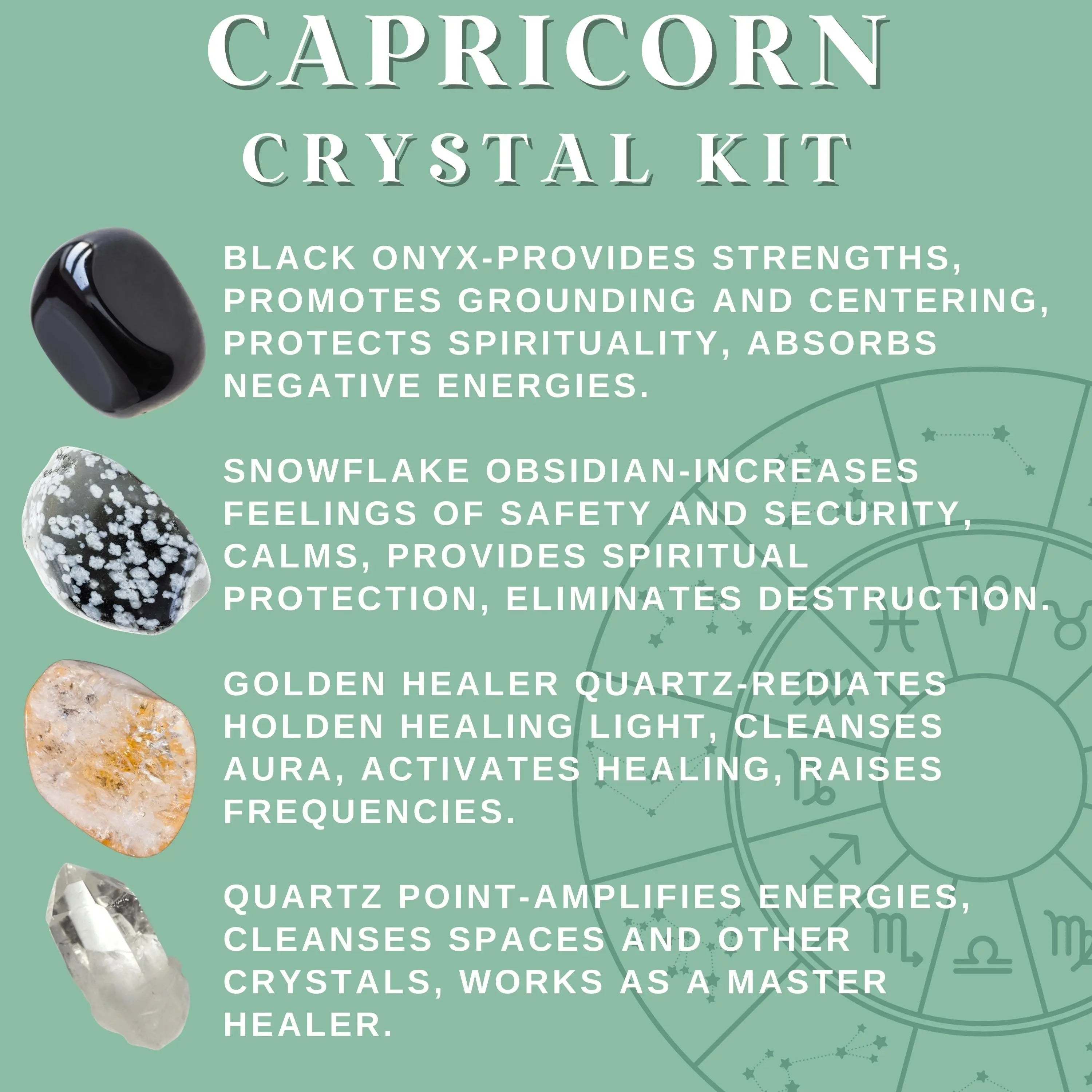 Capricorn Zodiac Crystal Kit Ambition, Discipline, Responsibility