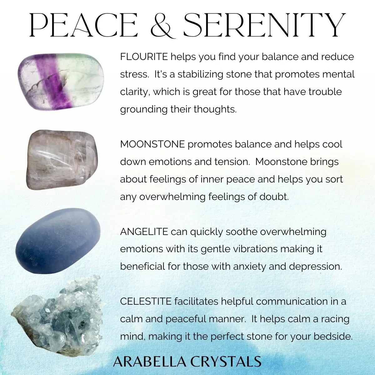 Peace & Serenity Crystal Kit Calm, Balance, Tranquility