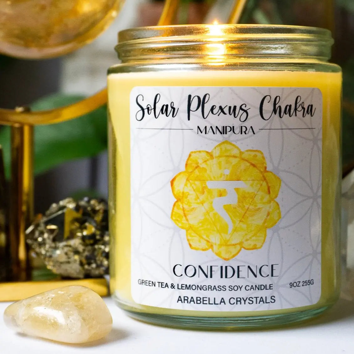 Solar Plexus Chakra Candle Notes of: Green Tea, Lemongrass & Light Musk