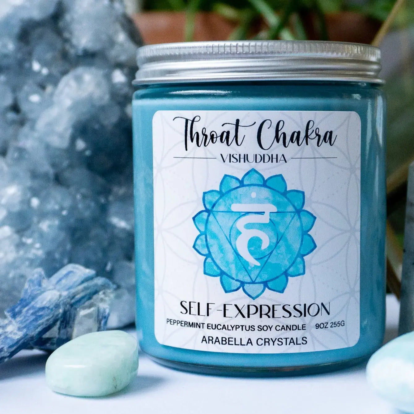 Throat Chakra Candle Notes of: Eucalyptus, Peppermint & Cedarwood