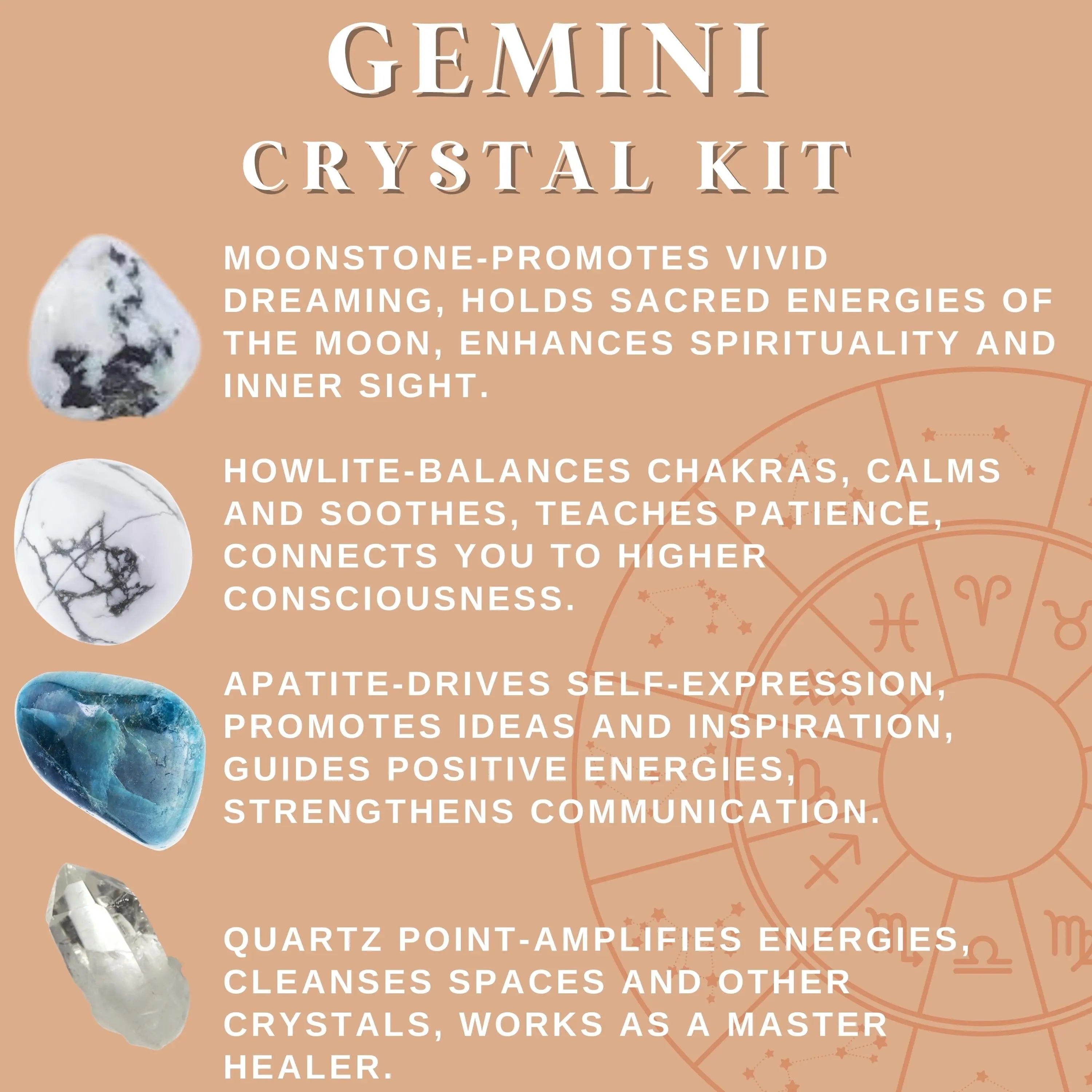 Gemini Zodiac Crystal Kit Curiosity, Adaptability, Communication