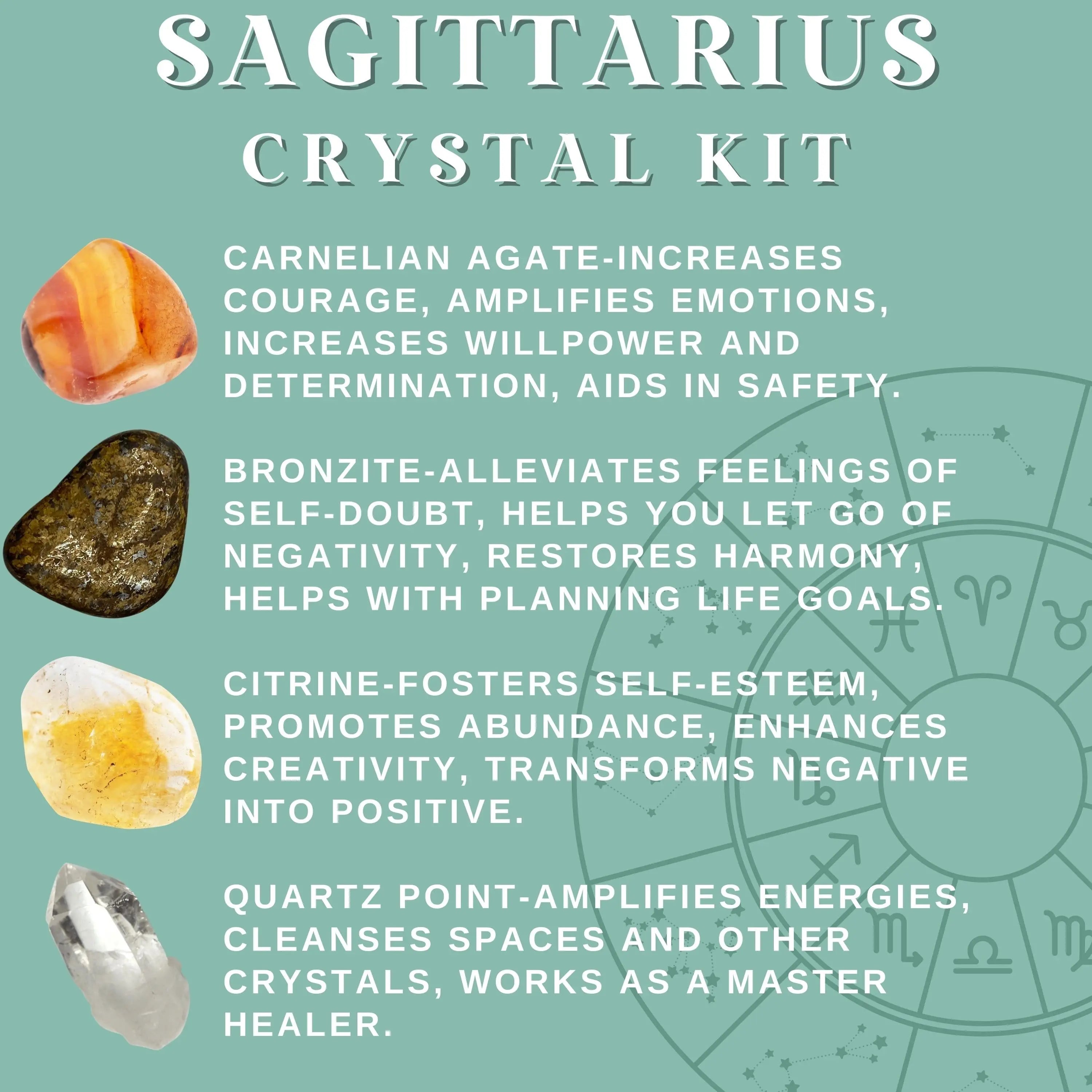 Sagittarius Zodiac Crystal Kit Adventure, Freedom, Optimism