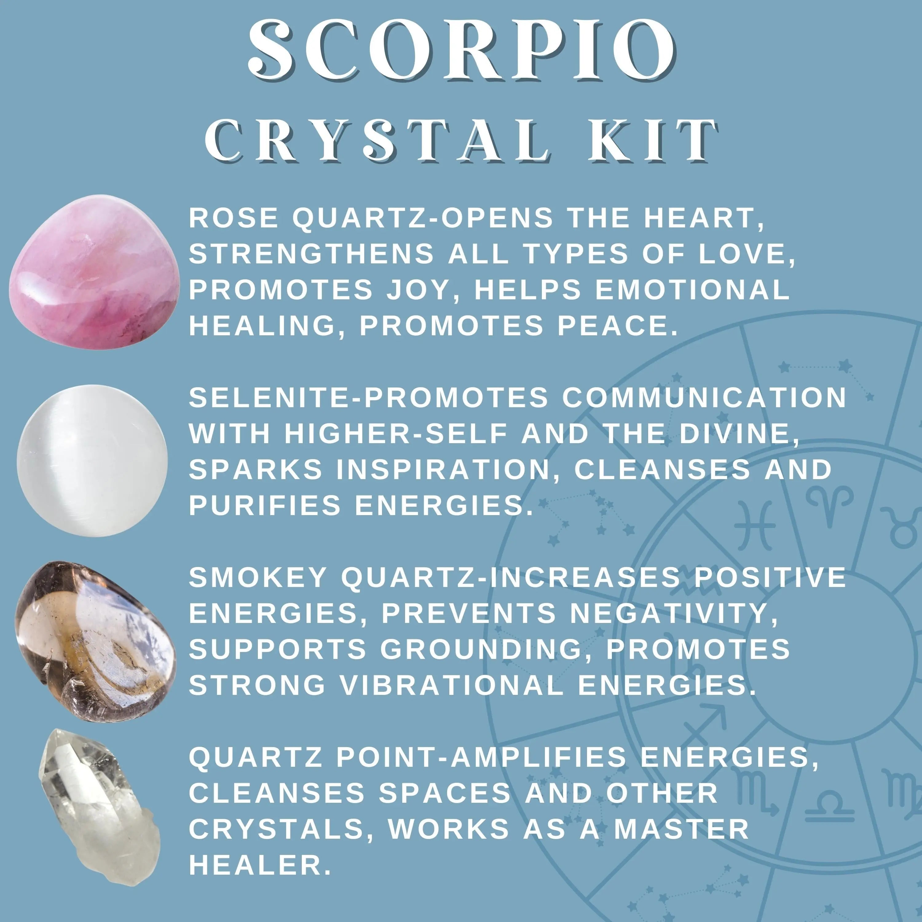 Scorpio Zodiac Crystal Kit Intensity, Transformation, Passion