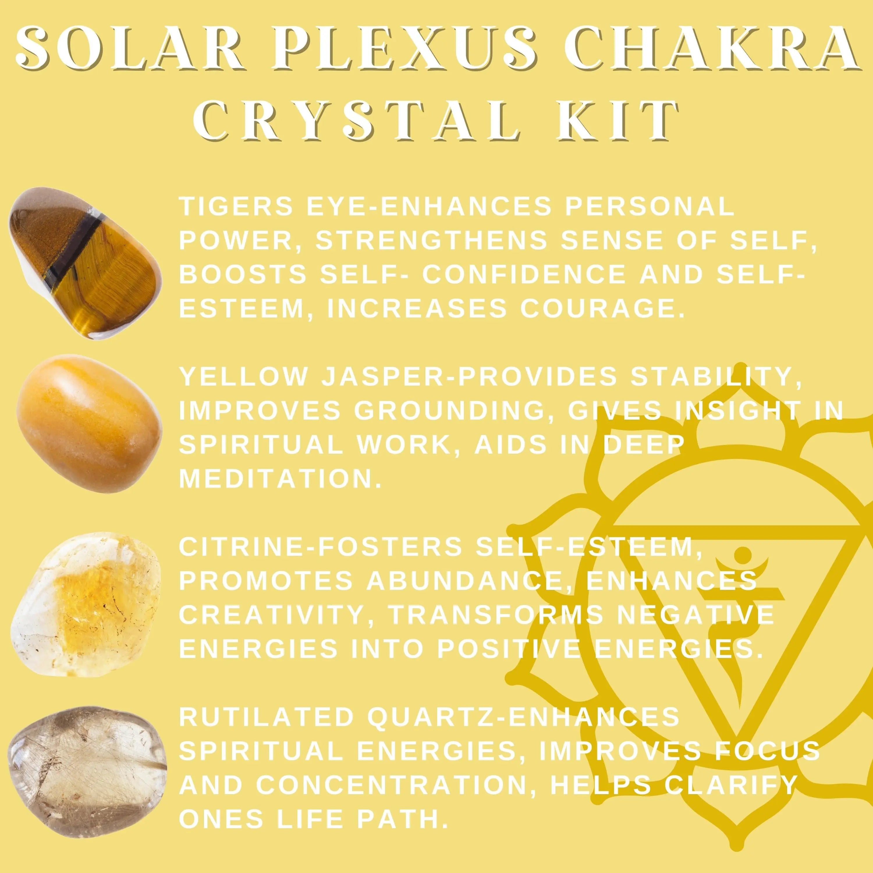 Solar Plexus Chakra Crystal Kit Confidence, Power, Will