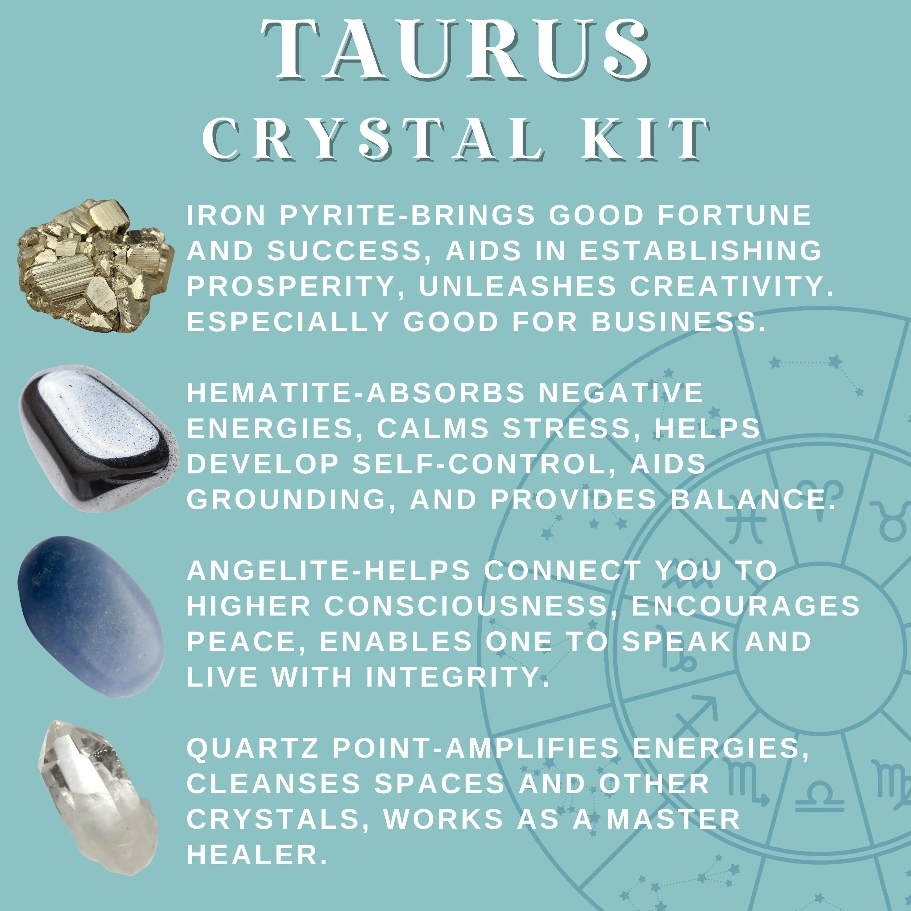 Taurus Zodiac Crystal Kit Stability, Sensuality, Patience
