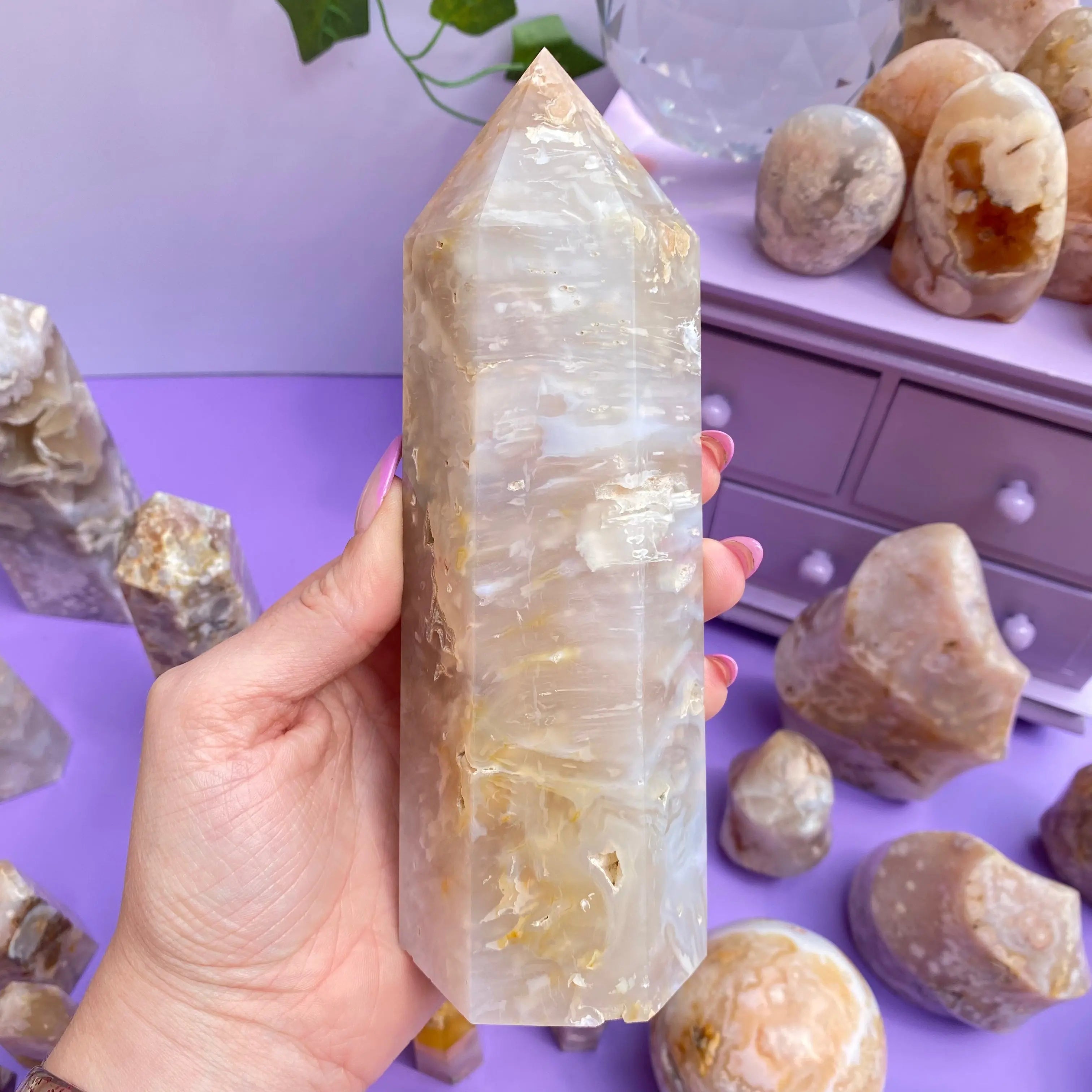 Flower Agate Point Arabella Crystals