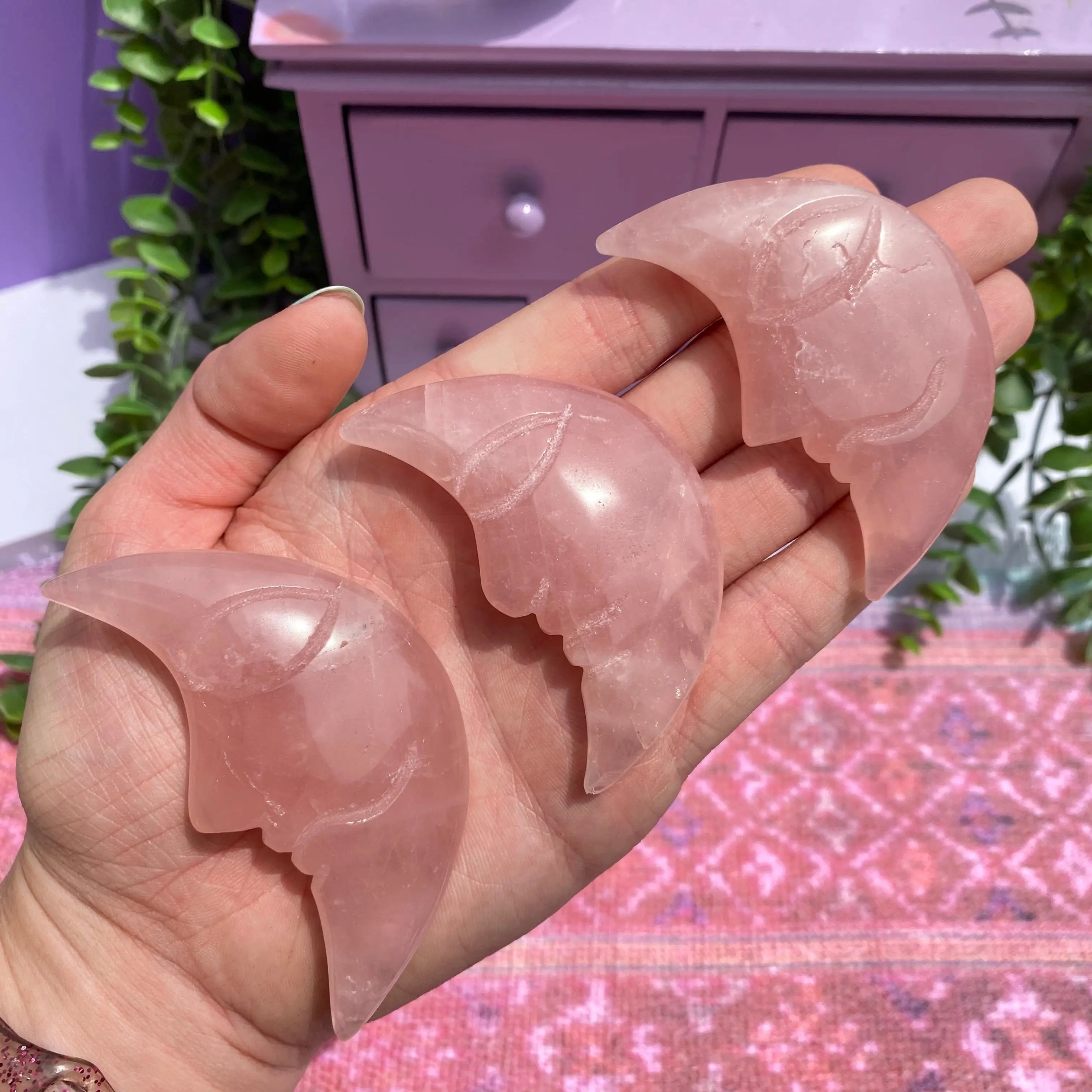 Rose Quartz Crescent Moon Arabella Crystals