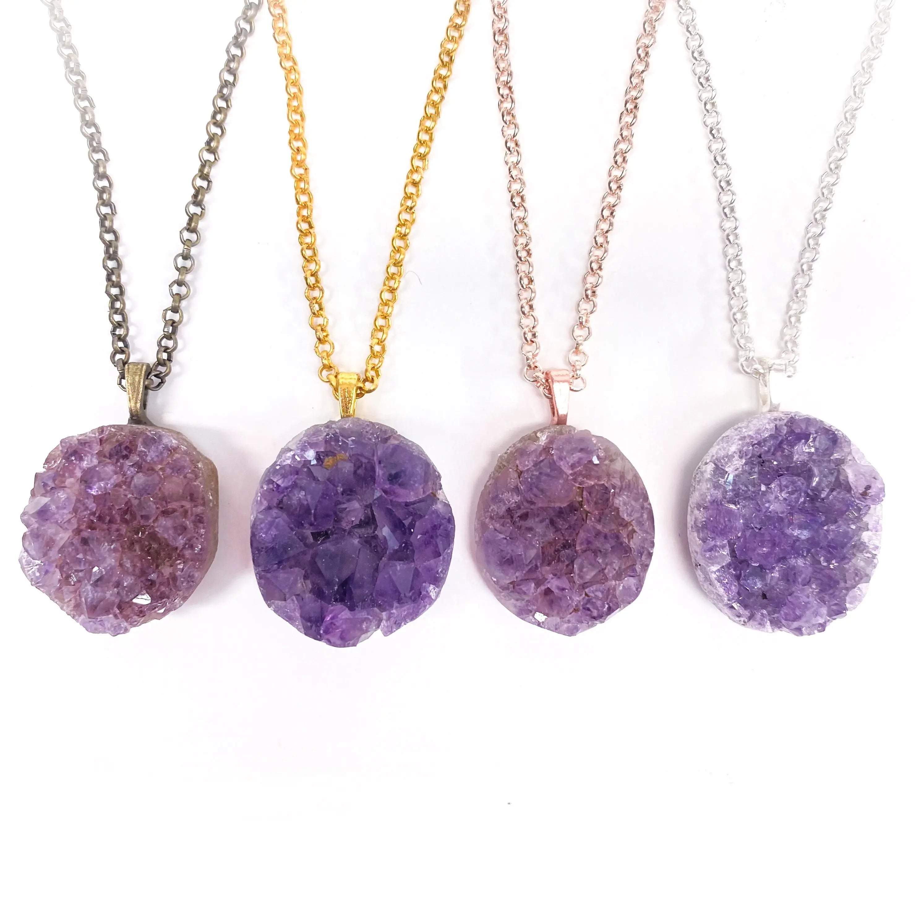 Druzy Amethyst Pendant Necklace Arabella Crystals