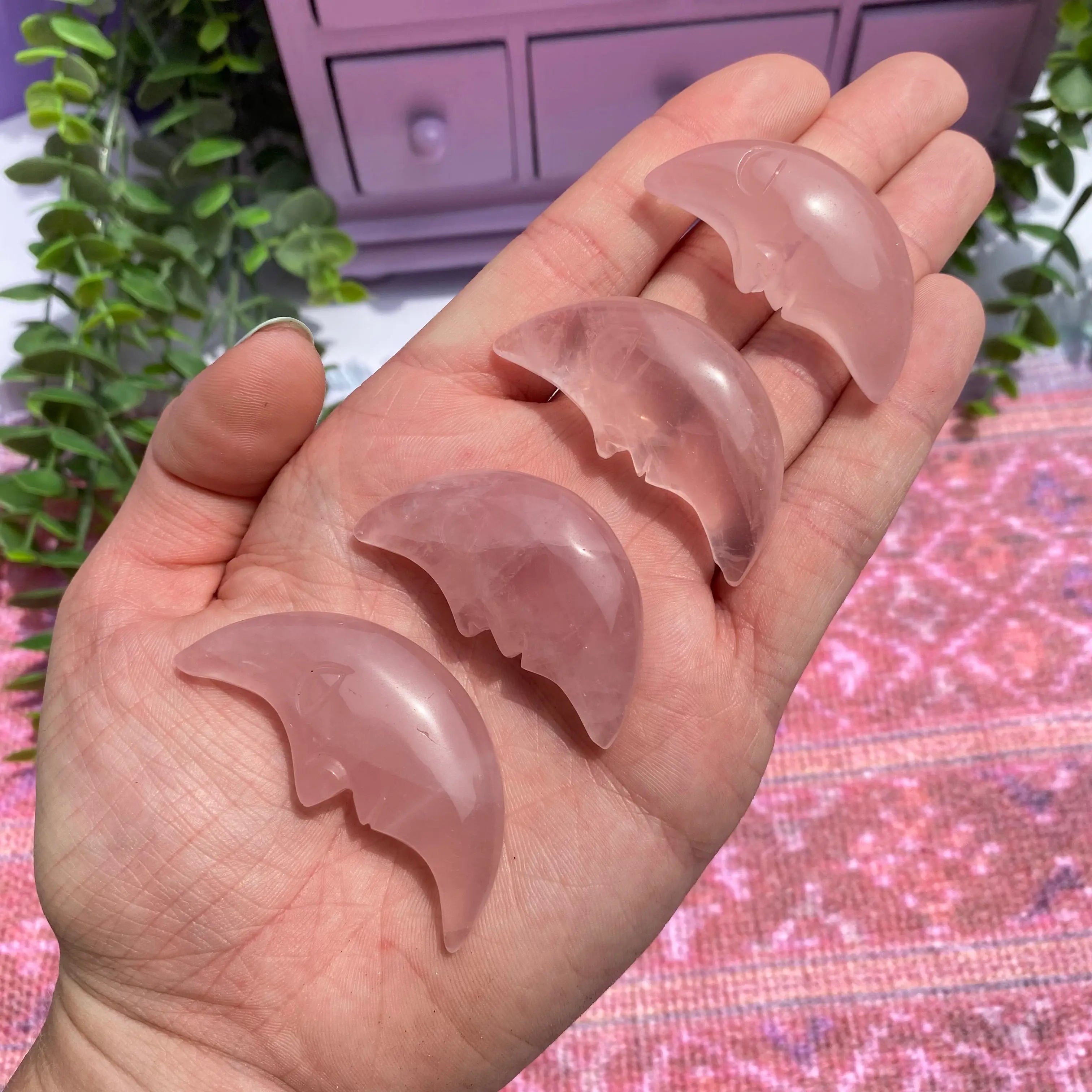 Rose Quartz Crescent Moon Arabella Crystals