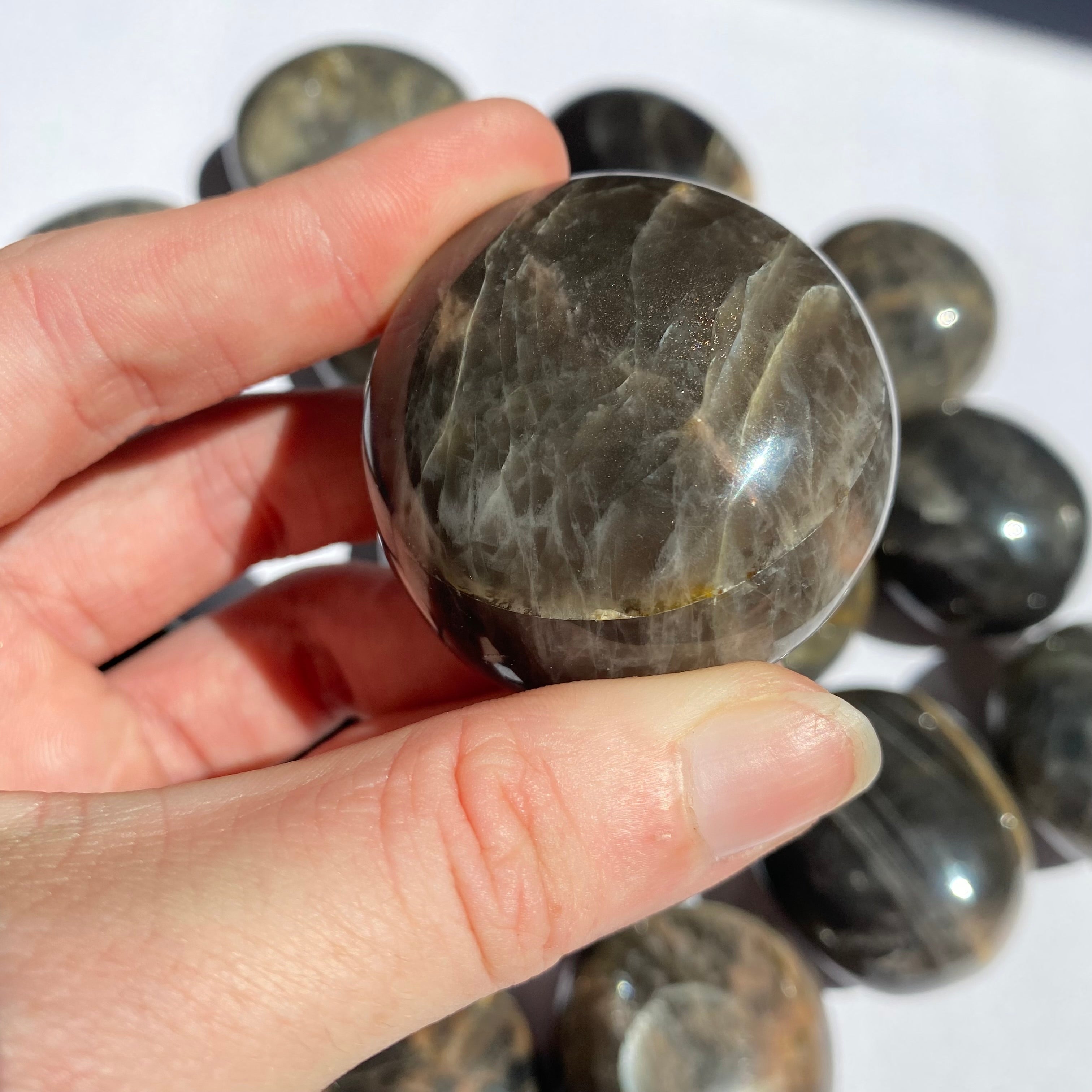 Black Moonstone Palm Stone