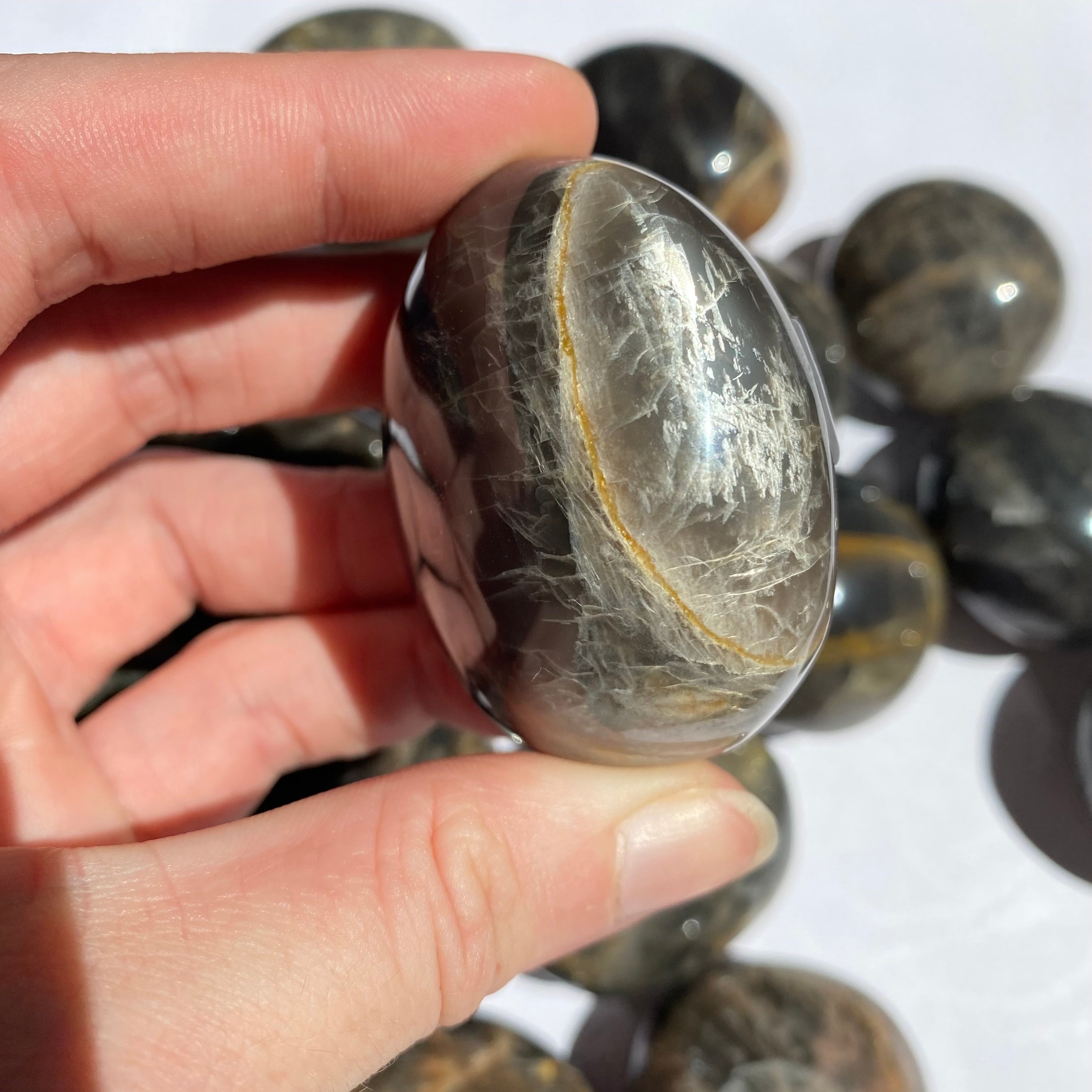 Black Moonstone Palm Stone