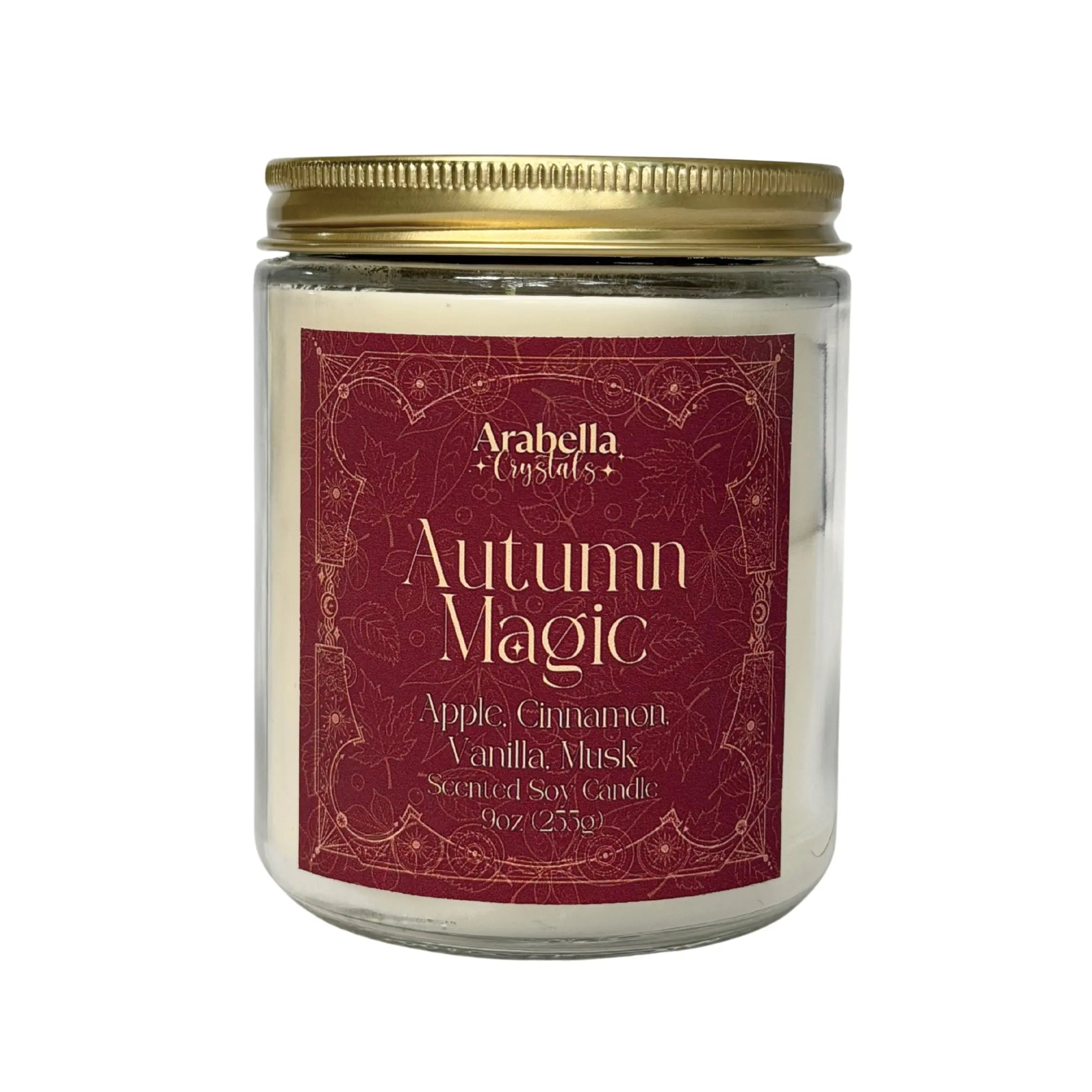 Autumn Magic Crystal Infused Soy Candle Notes of Apple, Cinnamon and Vanilla