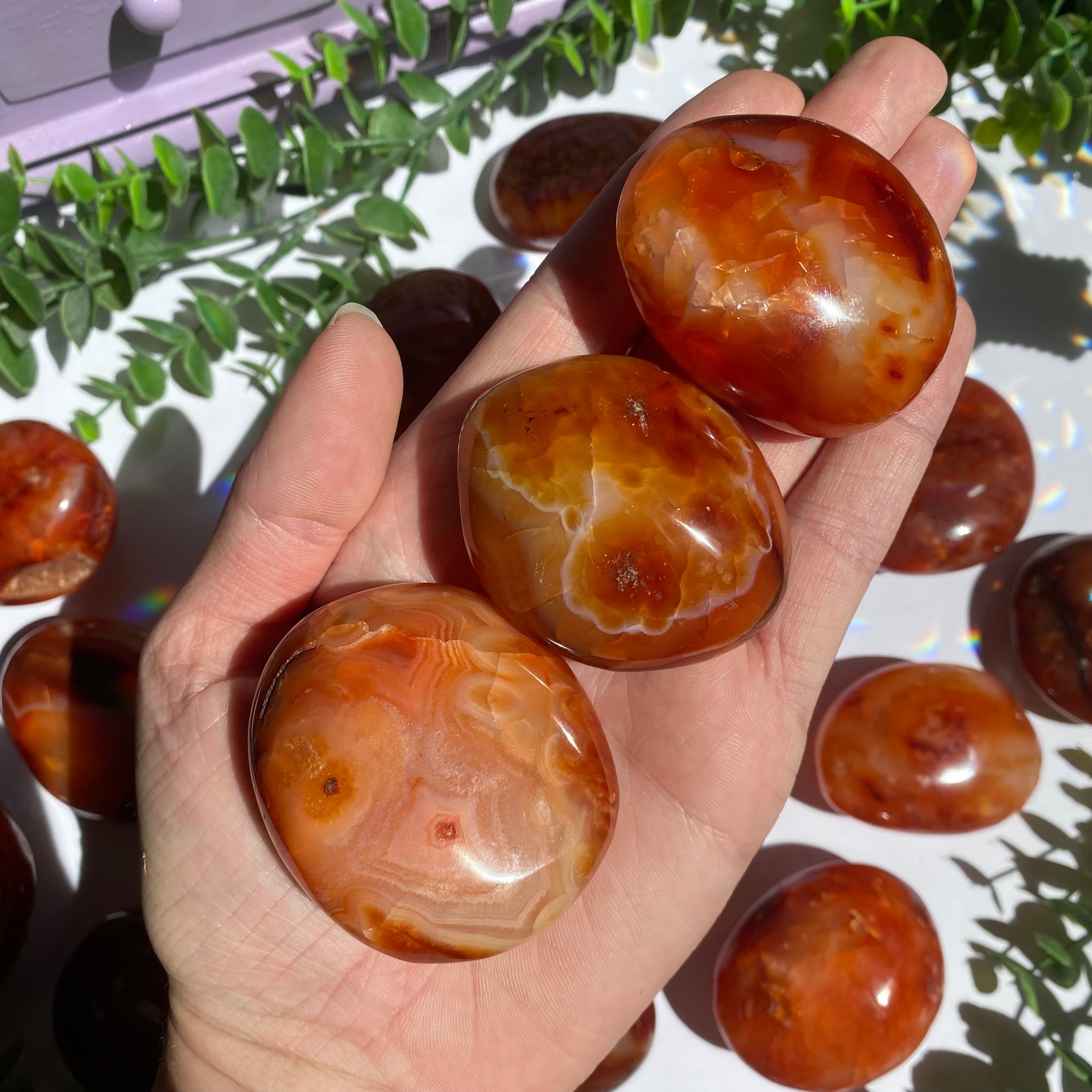 Carnelian Agate Palm Stone