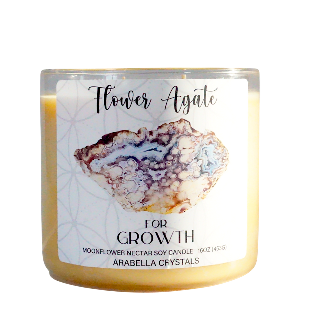 Flower Agate Crystal 3-wick candle