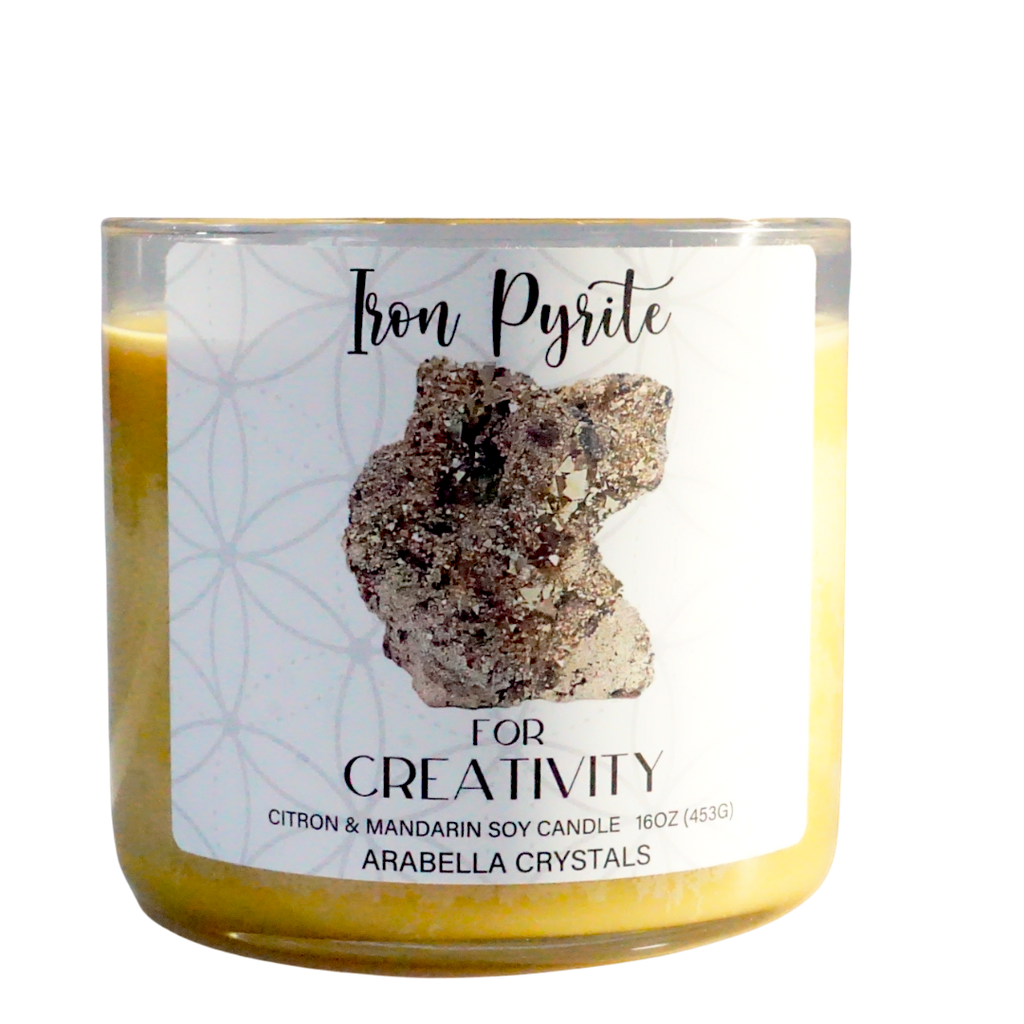 Iron Pyrite Crystal 3-wick Candle