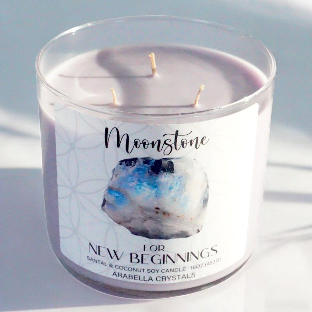 Moonstone Crystal 3-wick Candle