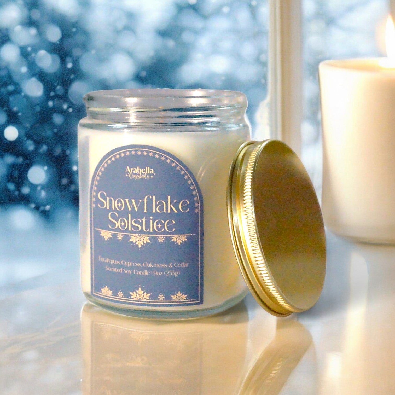 Snowflake Solstice Holiday Candle | Eucalyptus, Cypress, Oakmoss, Cedar