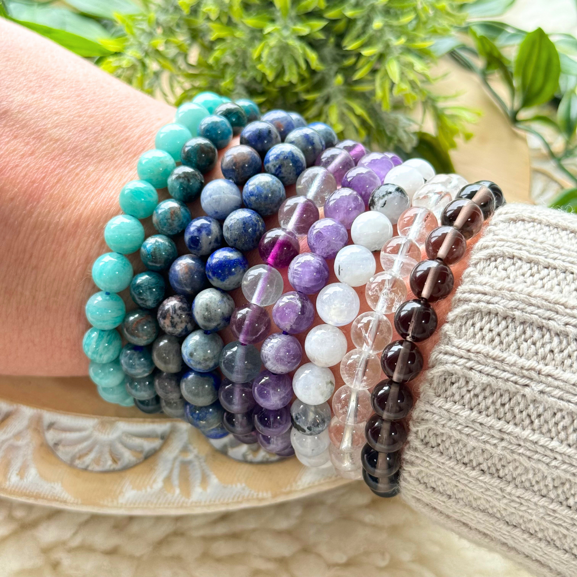 Moss Agate Beaded Gemstone Bracelet