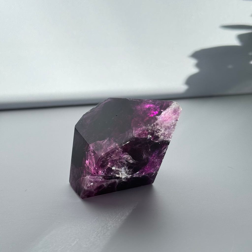 Pink Purple Fluorite Facet