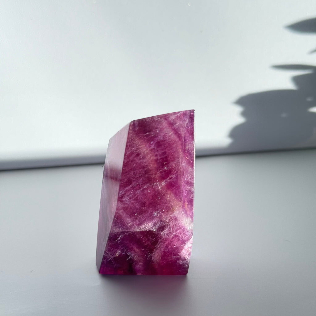 Pink Purple Fluorite Facet