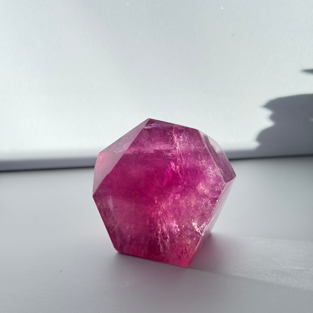 Pink Purple Fluorite Facet